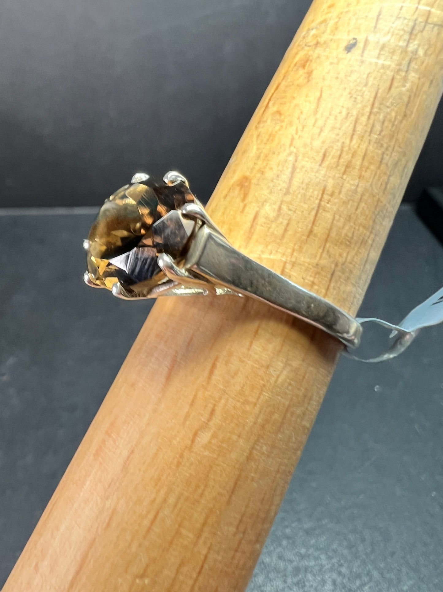 Smoky Quartz 925 Sterling Silver Statement Ring Size 9