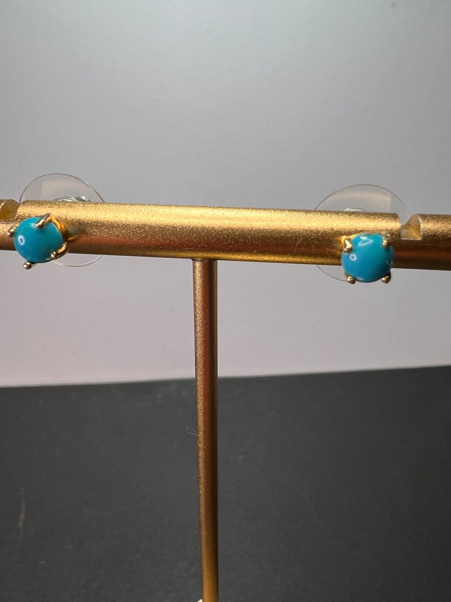 Sleeping Beauty turquoise stud earrings in gold over sterling