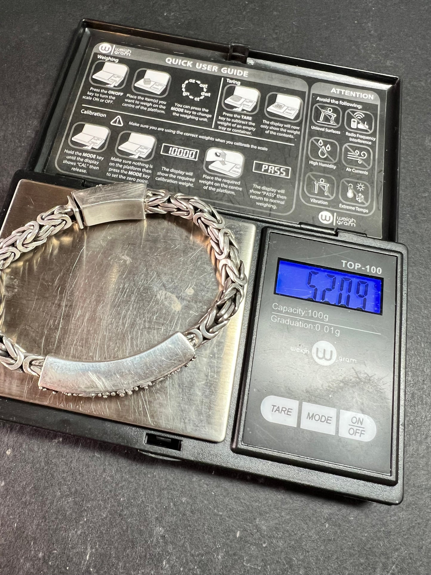 Sterling Silver 925 Borobudur Byzantine Bracelet 7.75–8” 52.19g