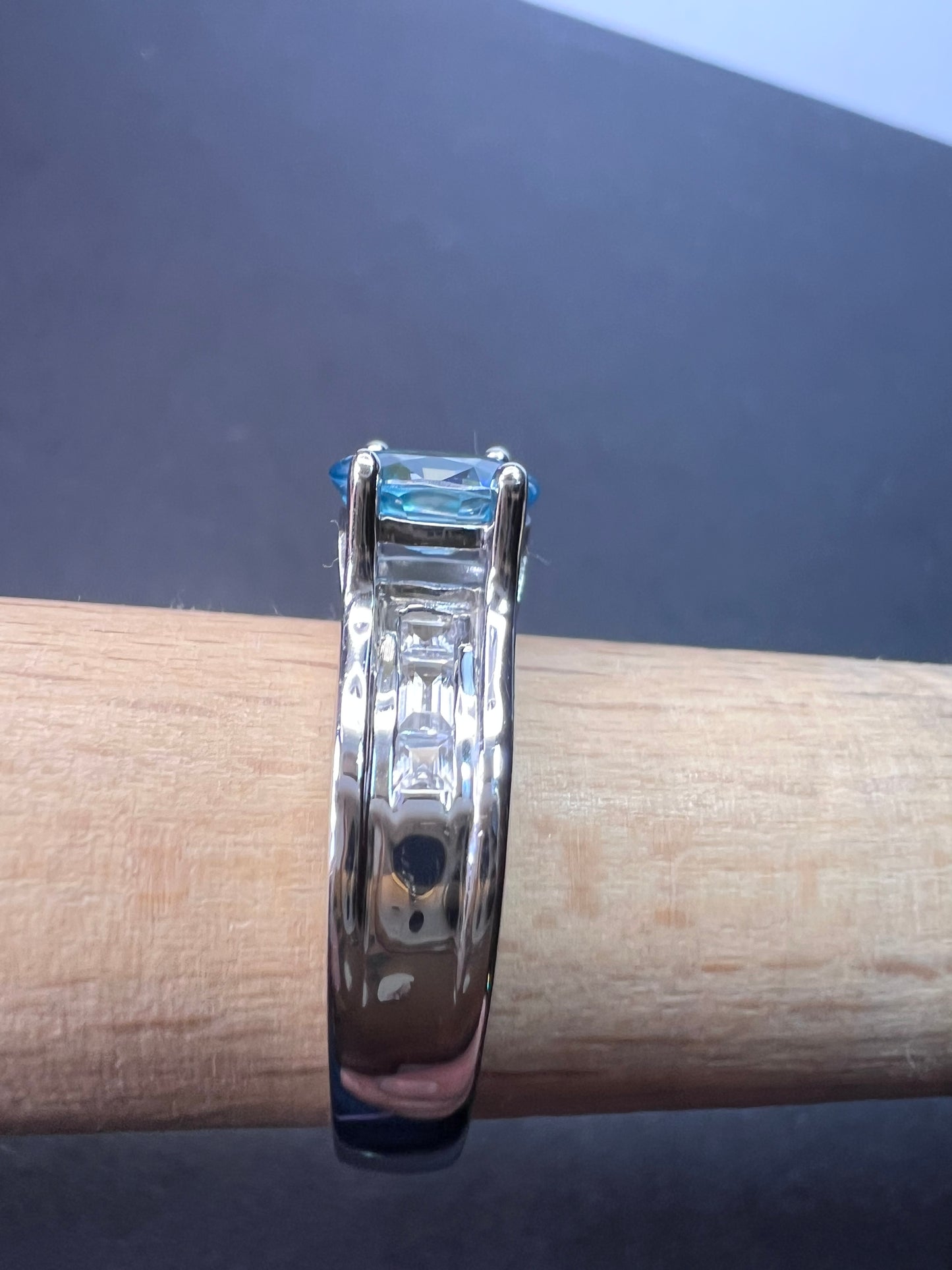 Blue & White Zircon Ring | Sterling Silver Ring size 10