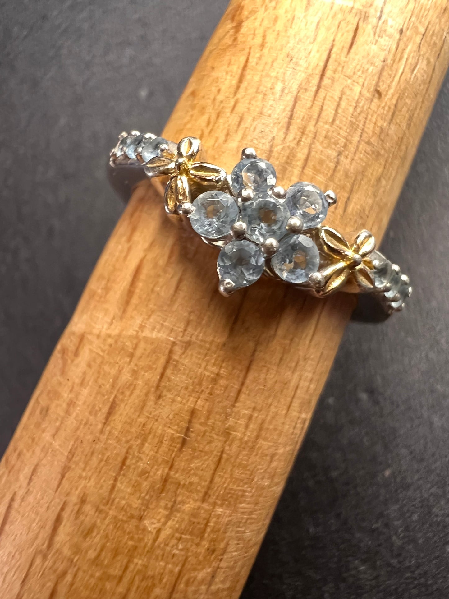 Chuck Clemency aquamarine two toned sterling silver ring size 8