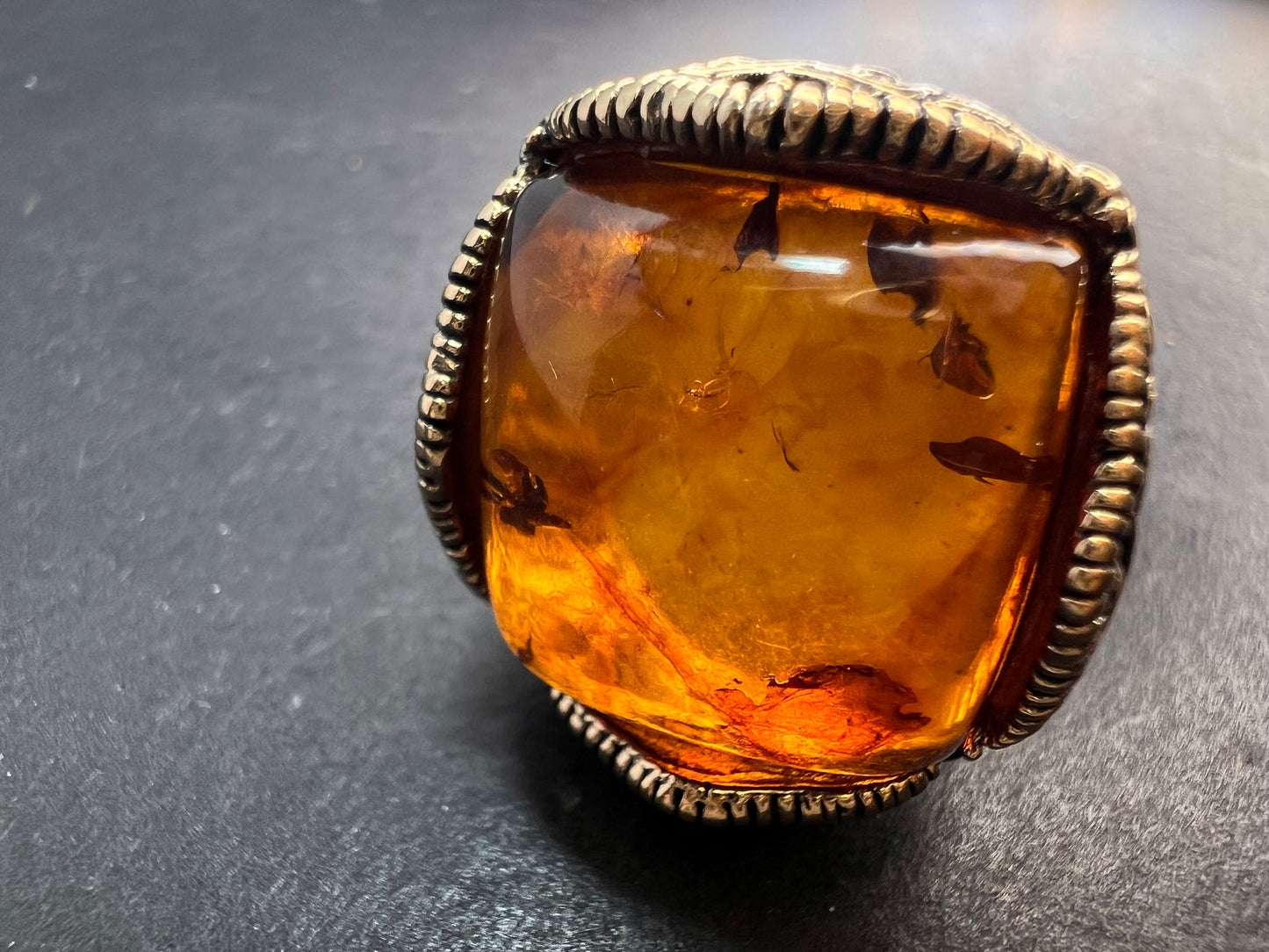 Designer Barse amber brass ring size 9