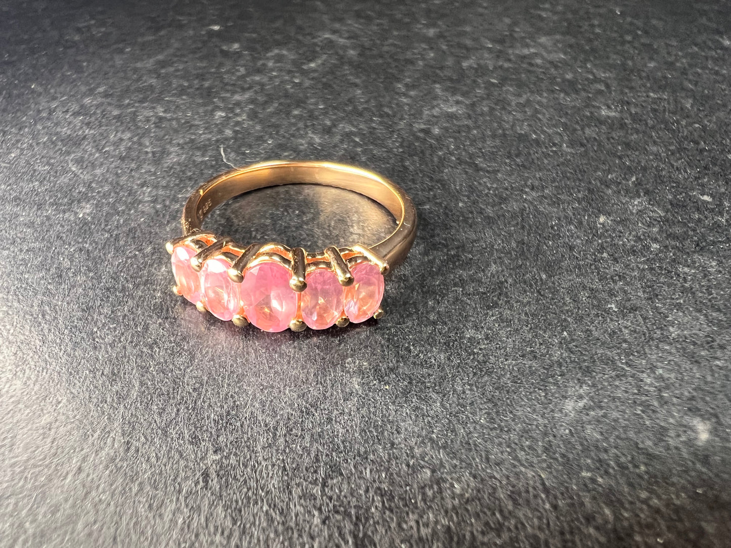 Pink Sapphire 925 Gold Vermeil Ring Size 7
