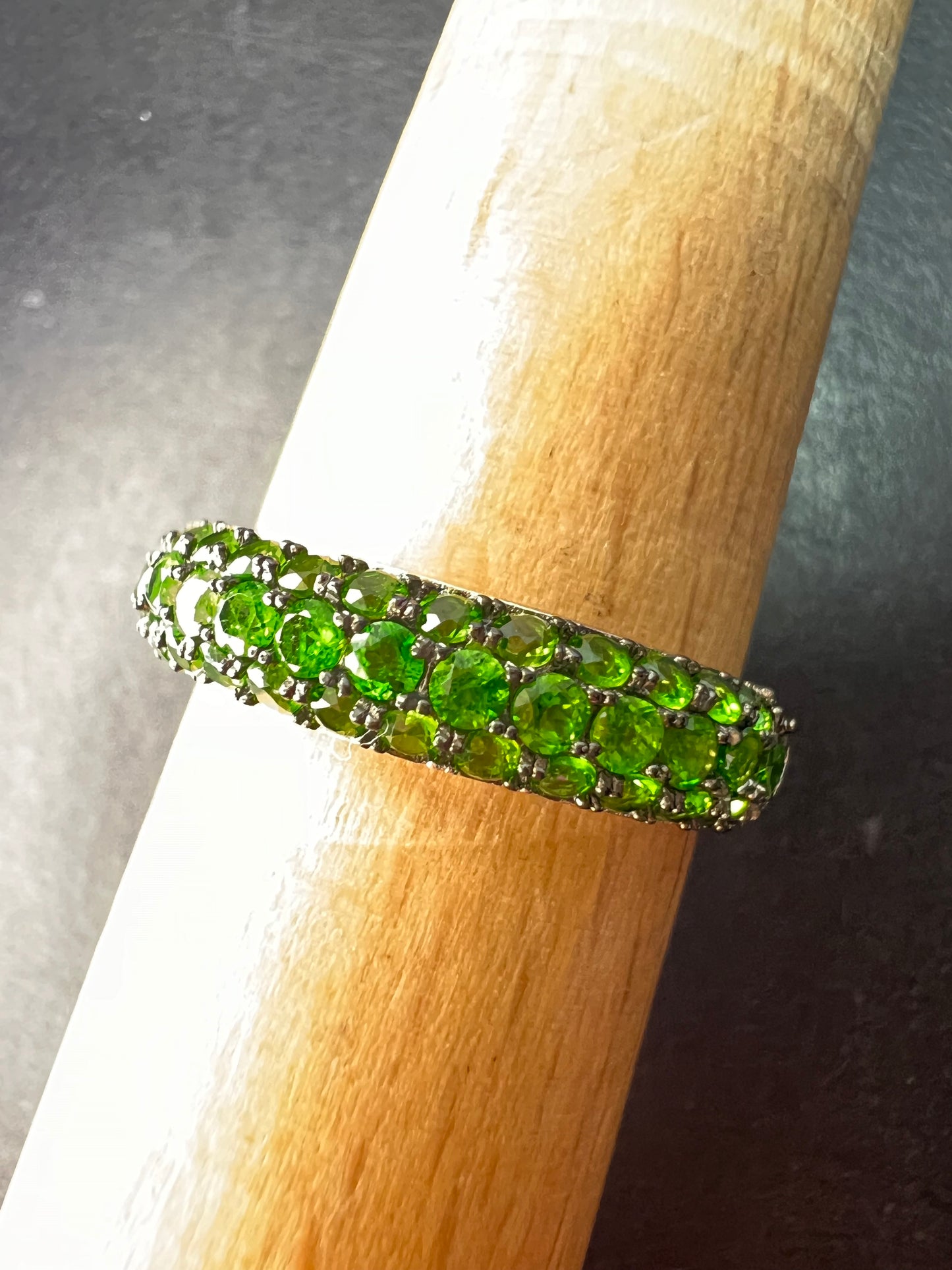 Green Chrome Diopside Rhodium Over Sterling Silver Ring 1.18ctw size 9