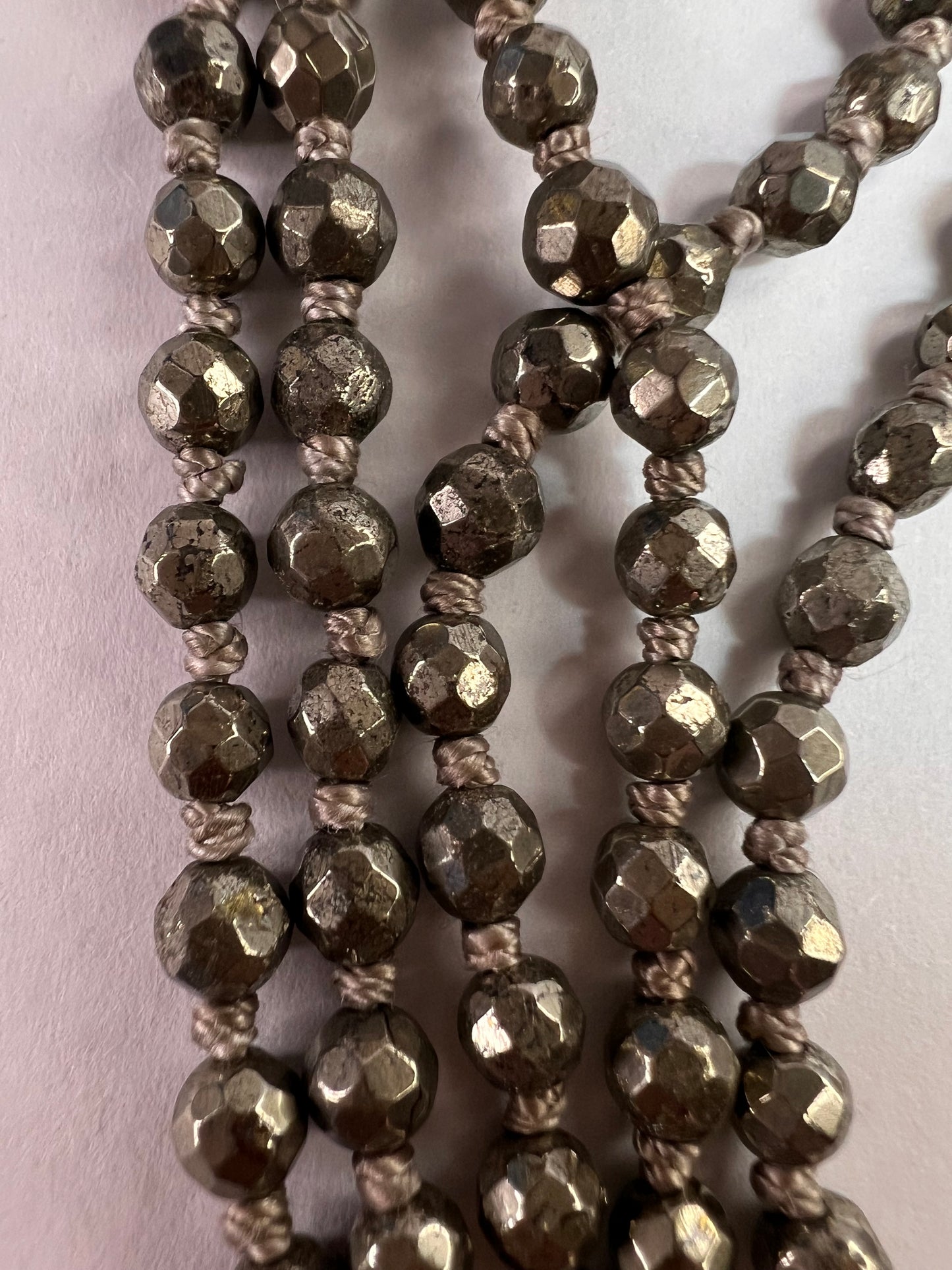 NEW pyrite multi strand necklace with sterling silver clasp