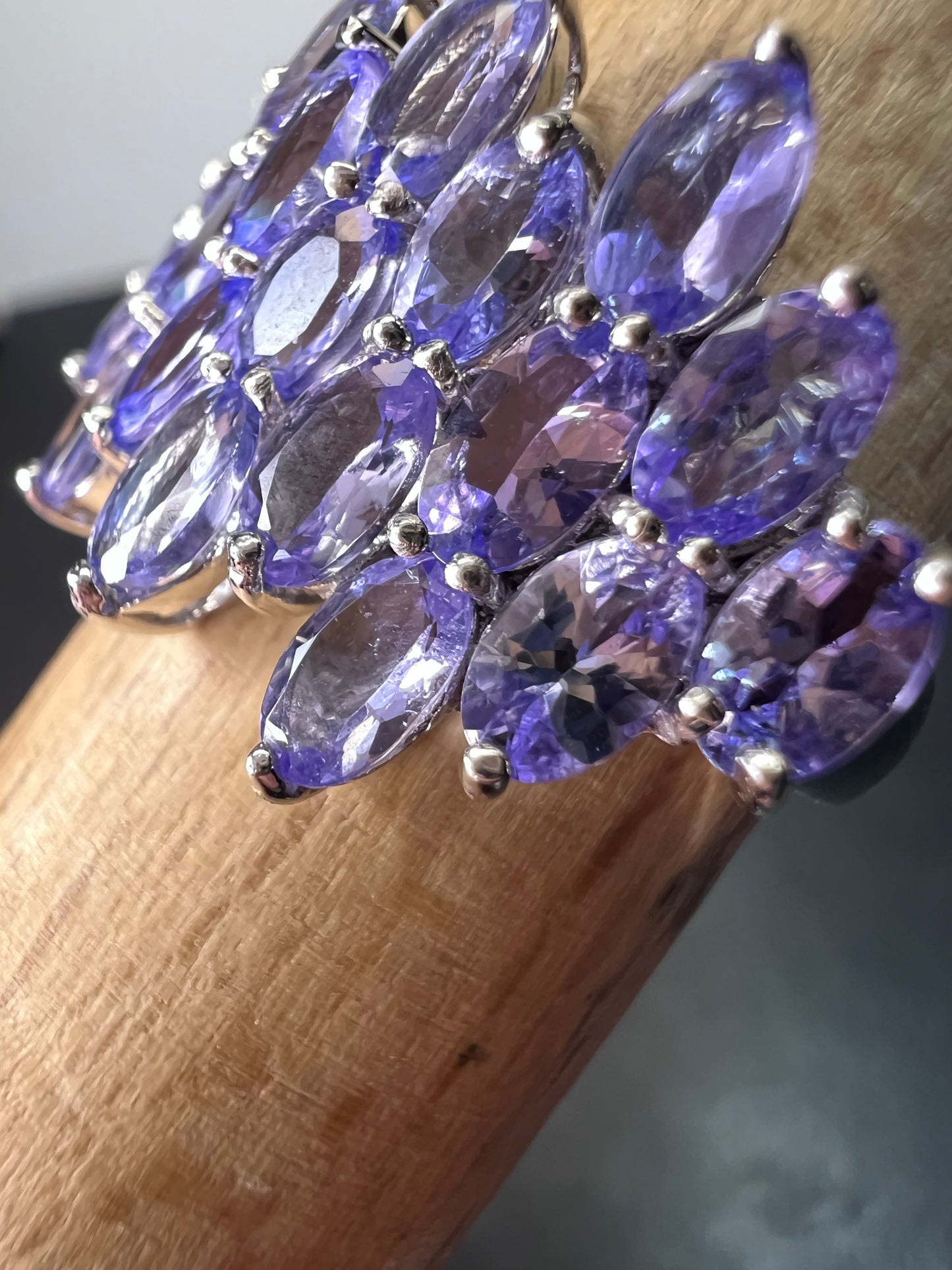 Tanzanite rhodium over sterling silver ring size 8