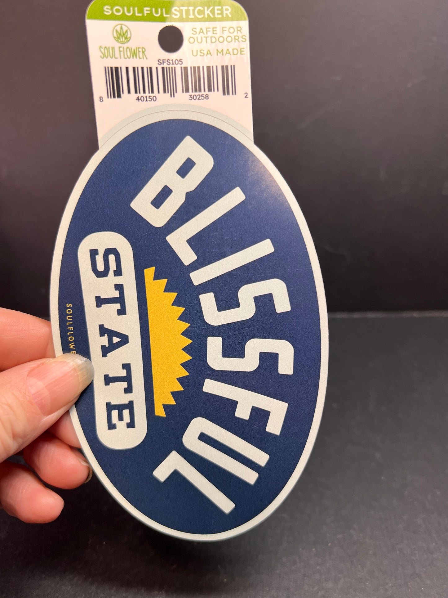 Soul Flower “Blissful State” Large Oval Sticker – Outdoor Safe USA Made