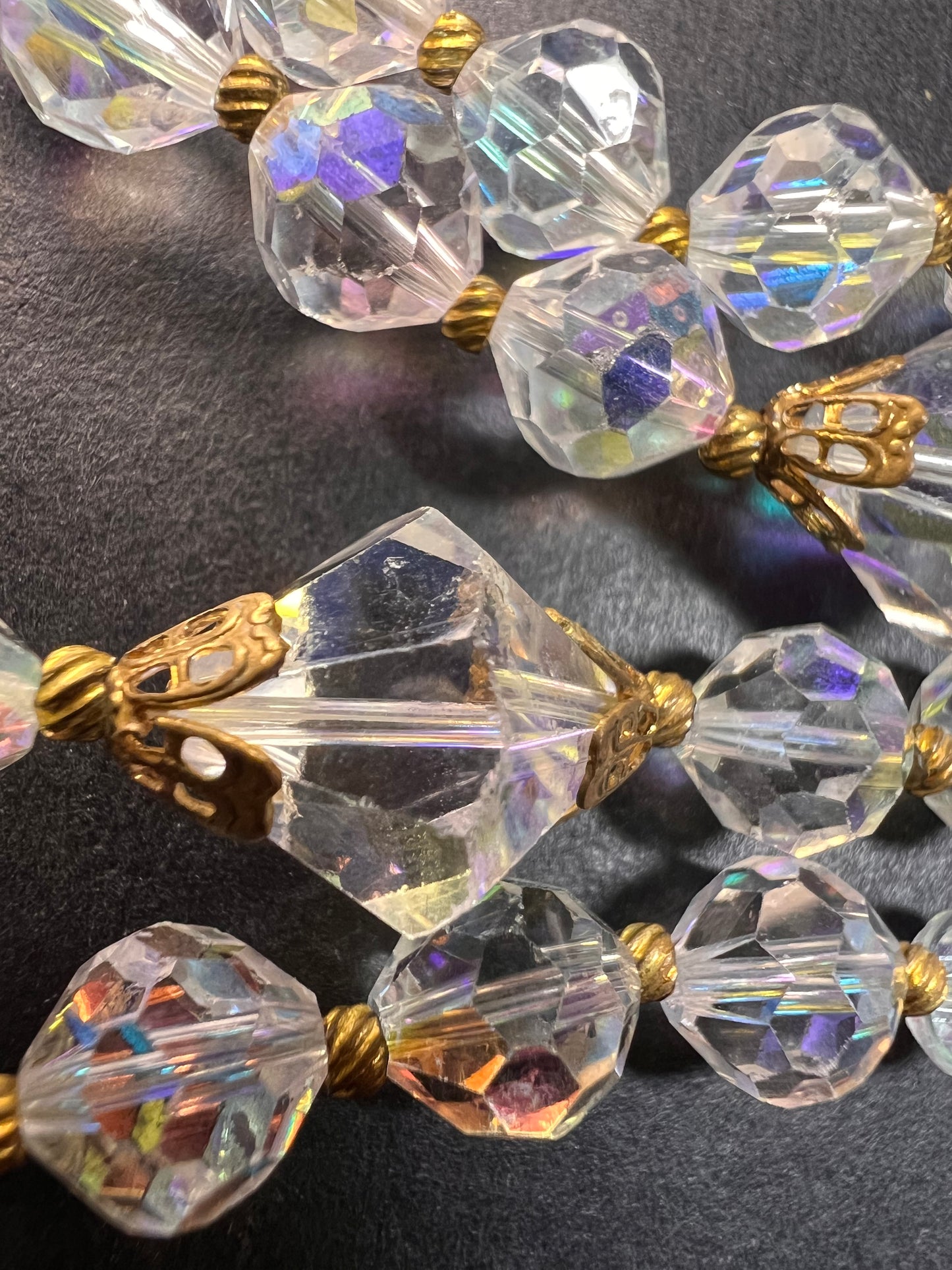 Vintage Aurora Borealis crystal beaded necklace