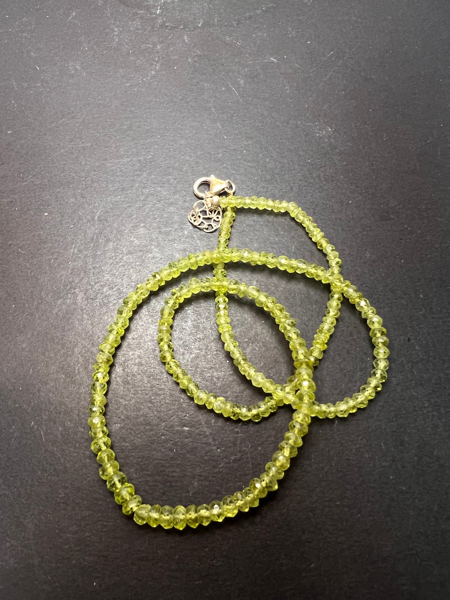 Faceted peridot and sterling necklace