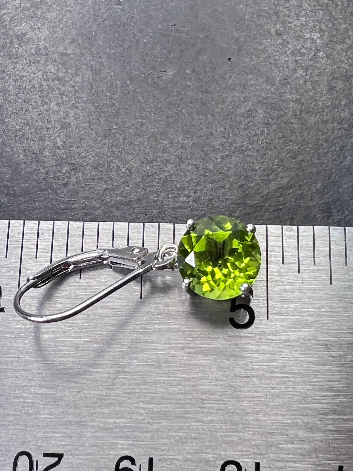 Green Peridot Sterling Silver Solitaire Earrings