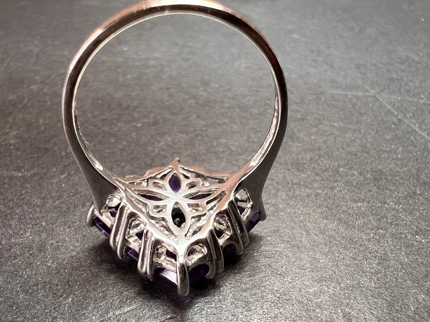Amethyst sterling silver cluster ring size 7