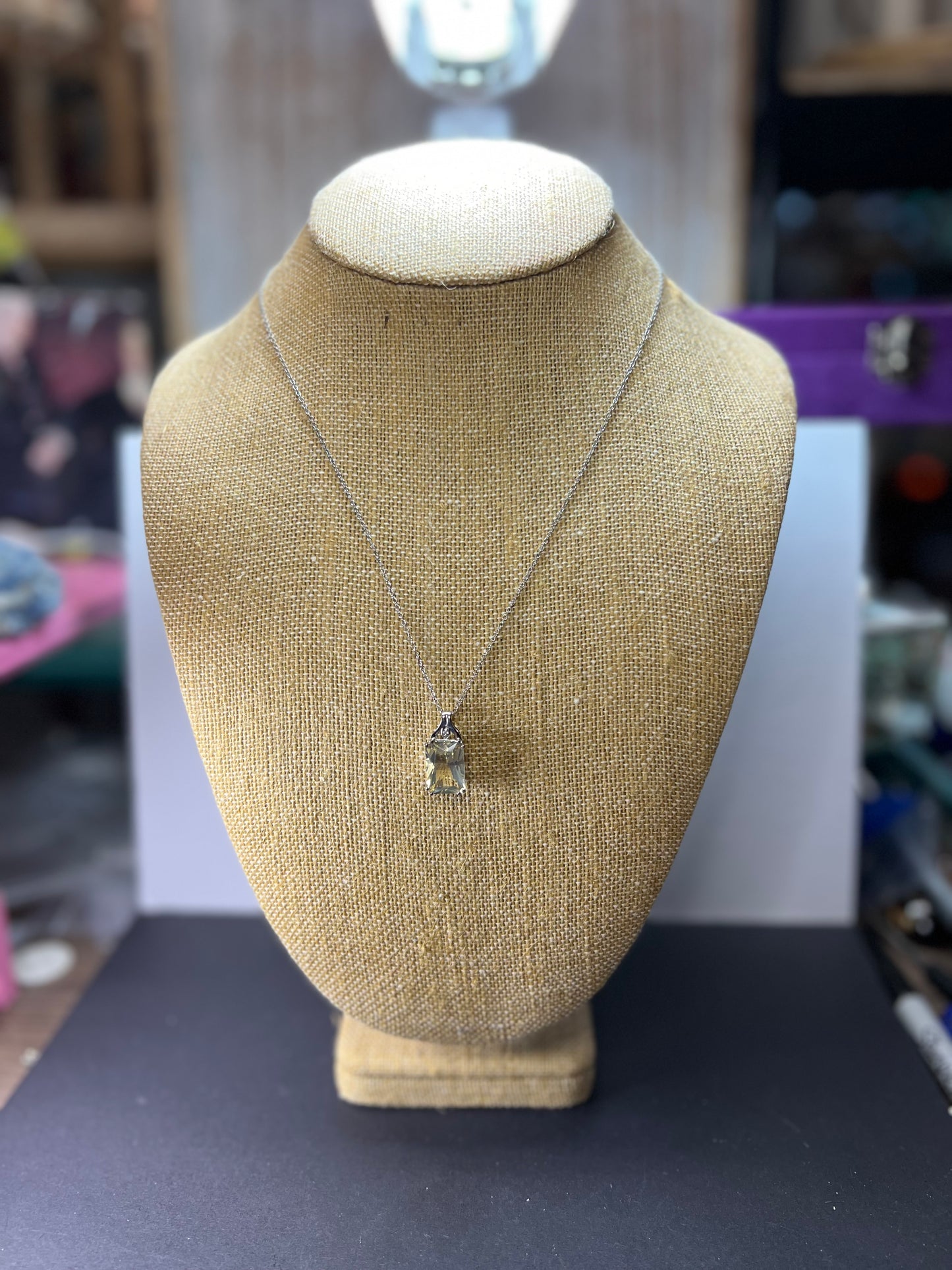 Yellow labradorite pendant necklace in sterling silver with chain