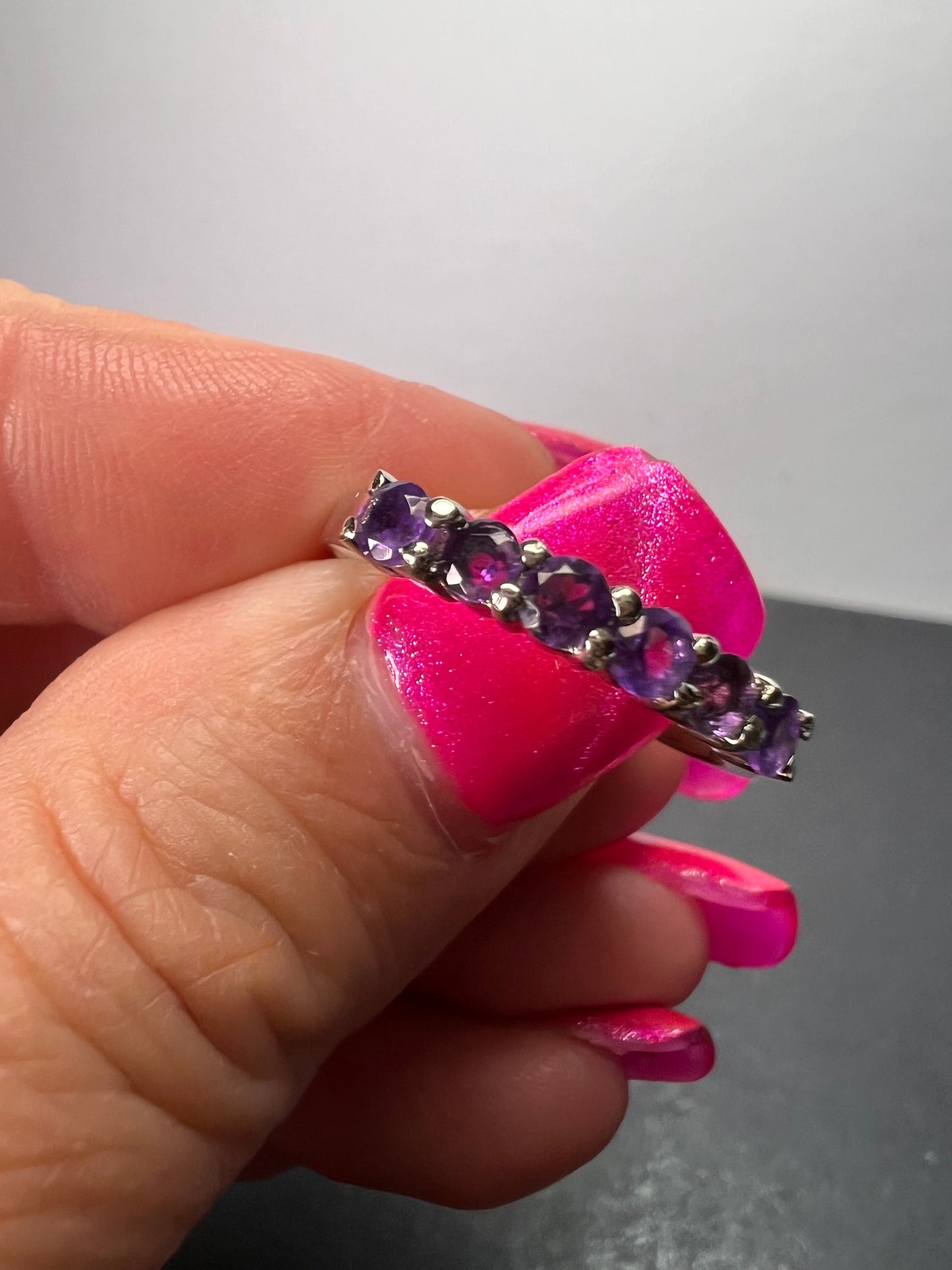 Stainless steel amethyst ring size 9