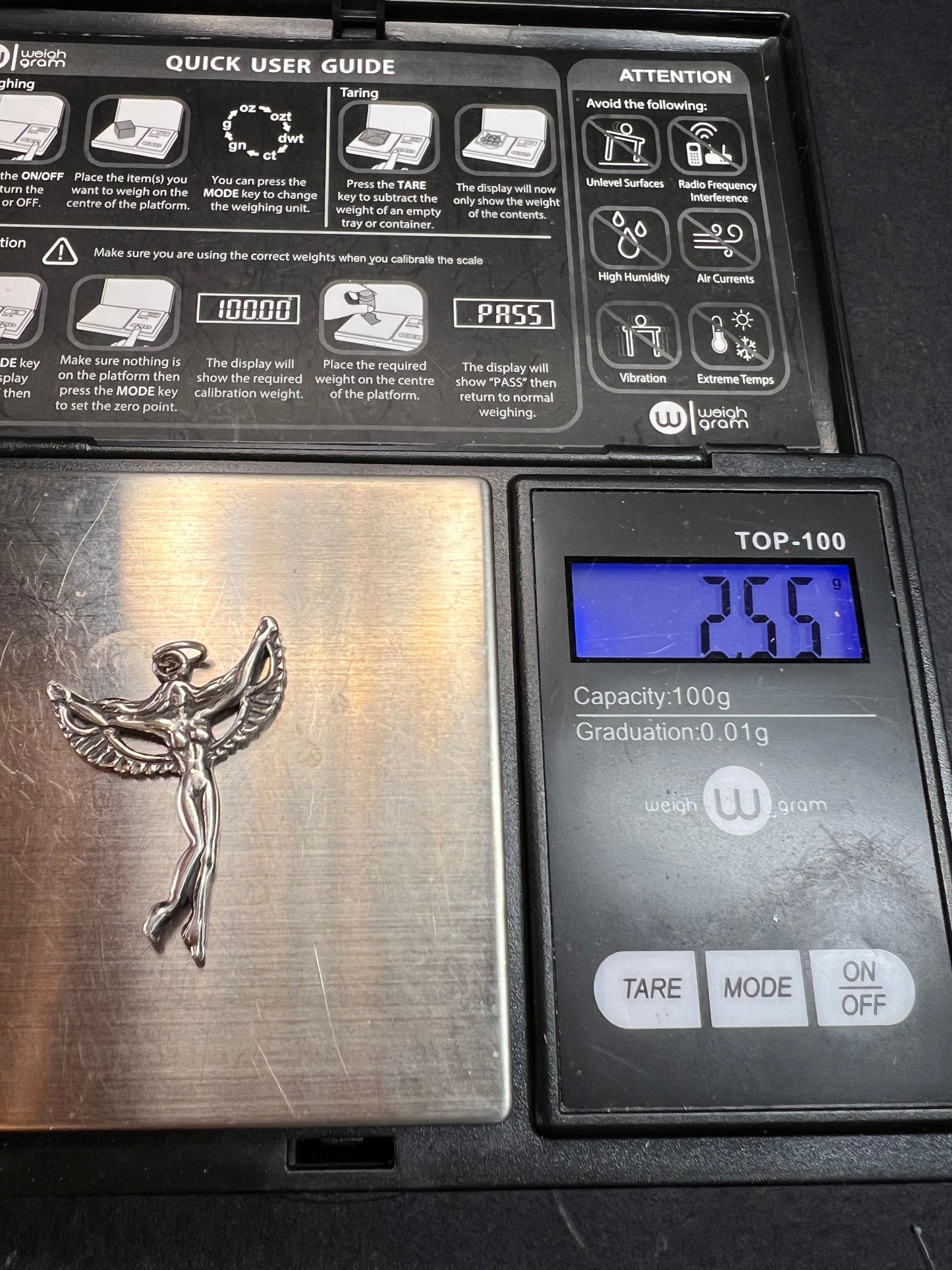 Vintage Sterling Silver Winged Goddess Angel Pendant 2.55g