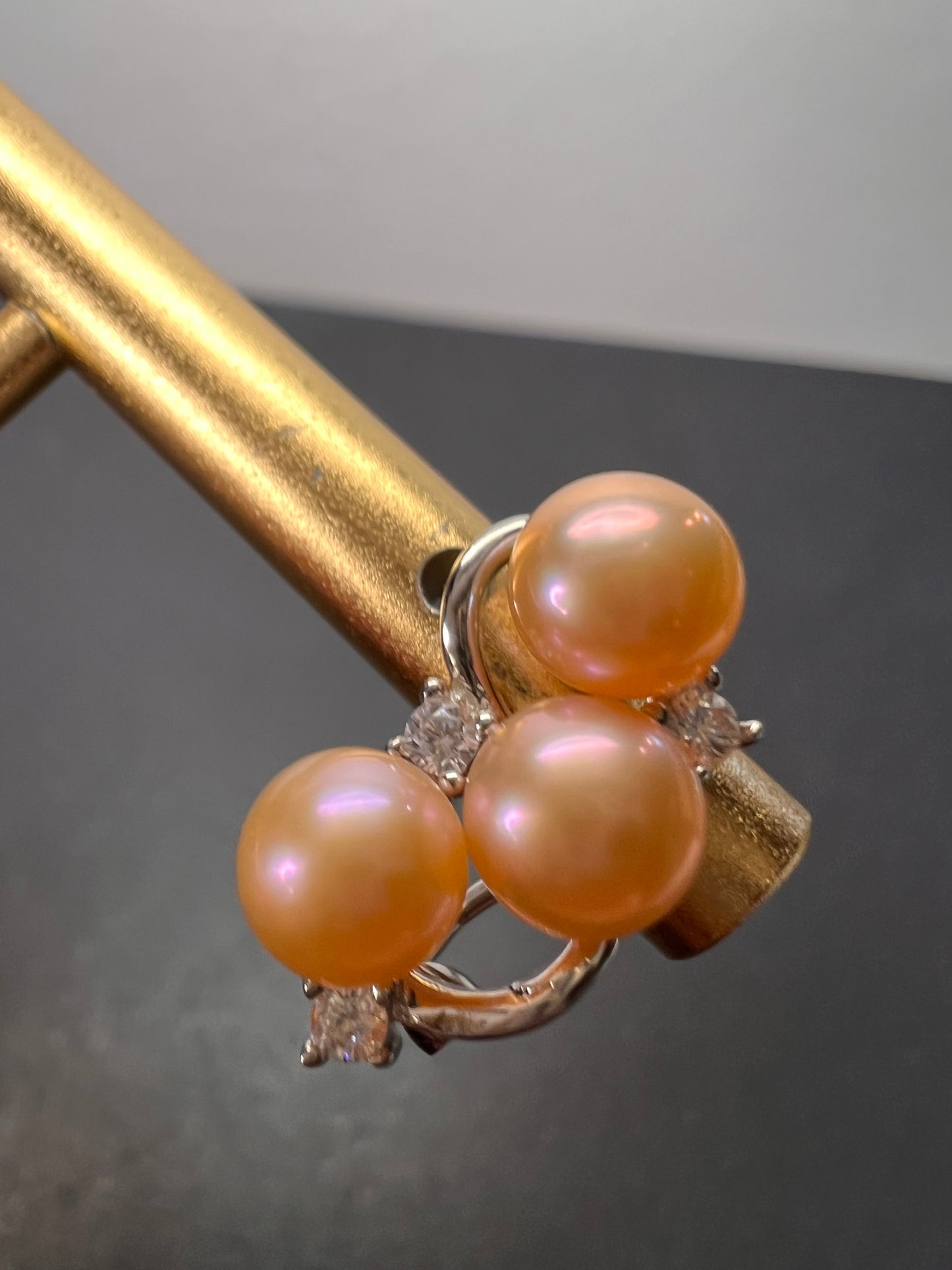 Pink Cultured Freshwater Pearl and White Cubic Zirconia Rhodium Over Sterling Silver Earrings