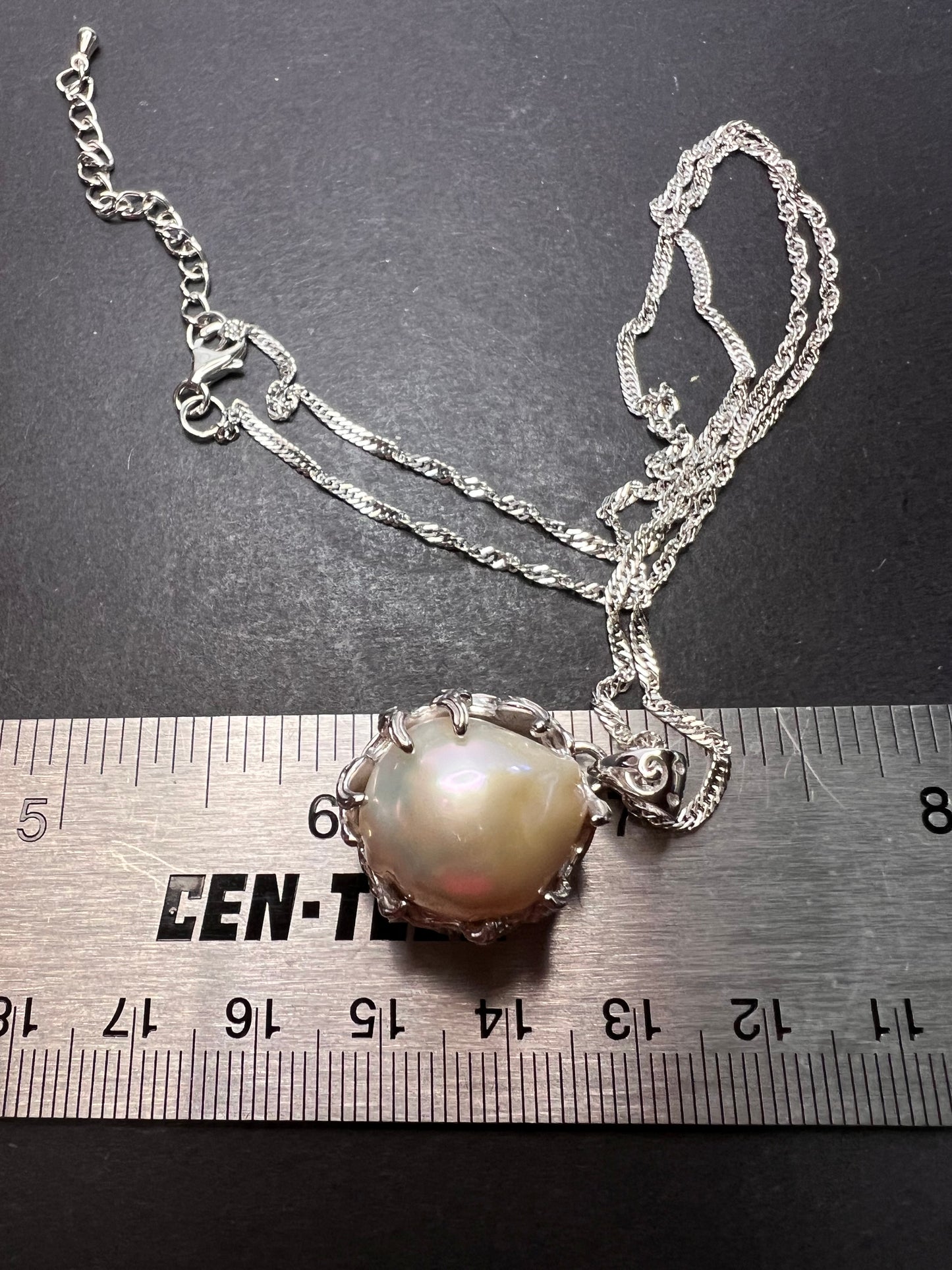 White Cultured Freshwater Pearl Rhodium Over Sterling Silver Pendant