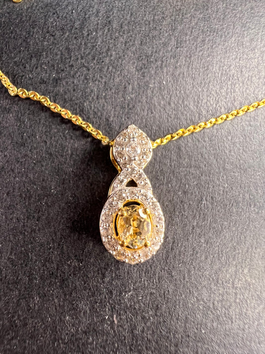 NEW Golden Imperial Topaz pendant necklace in vermeil yellow gold over sterling silver 20 inches