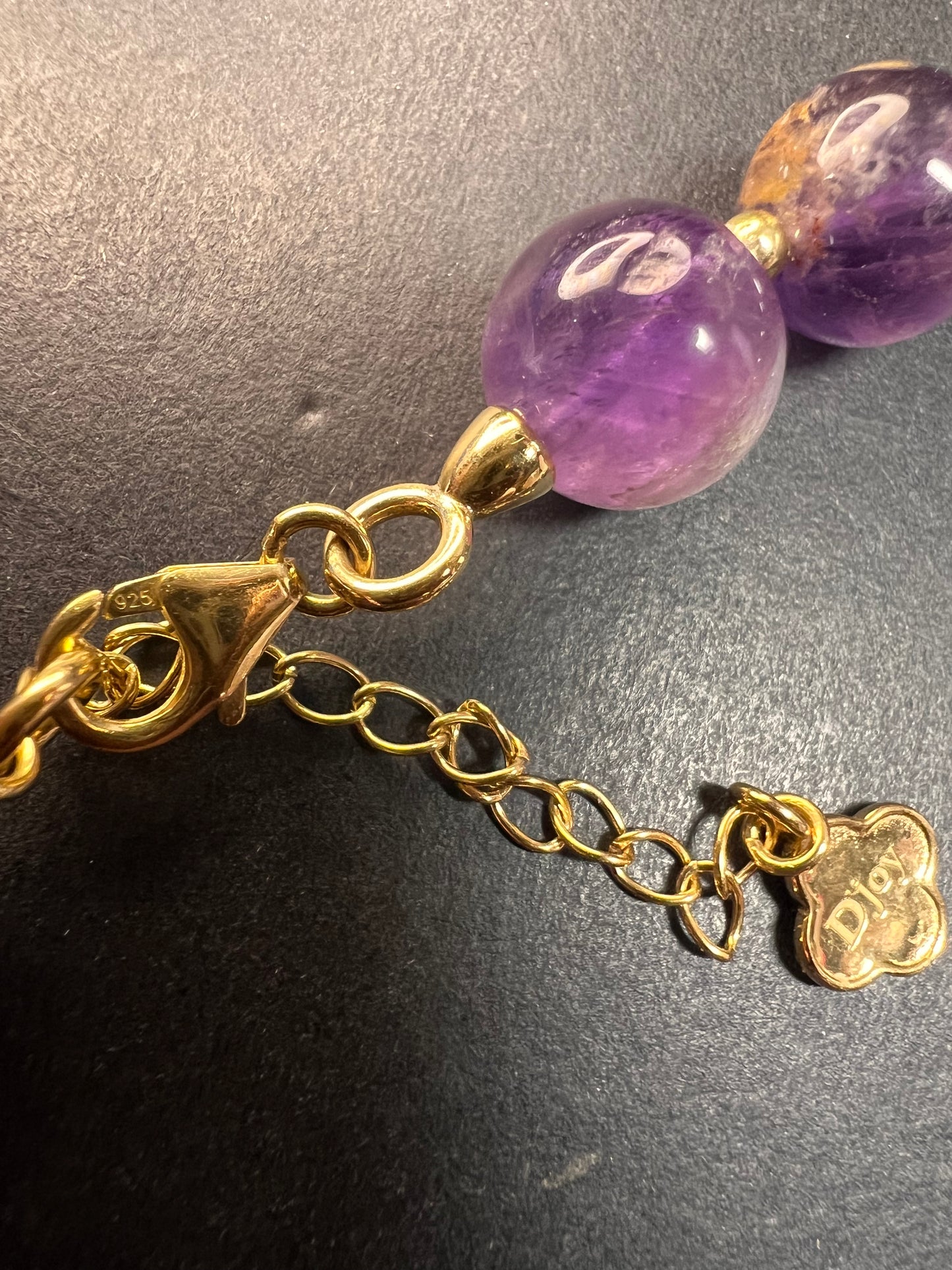 NEW Cacoxenite in amethyst graduated beaded necklace with gold vermeil