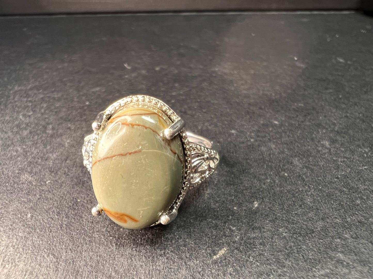 NEW Venus Jasper ring in platinum over brass size 10