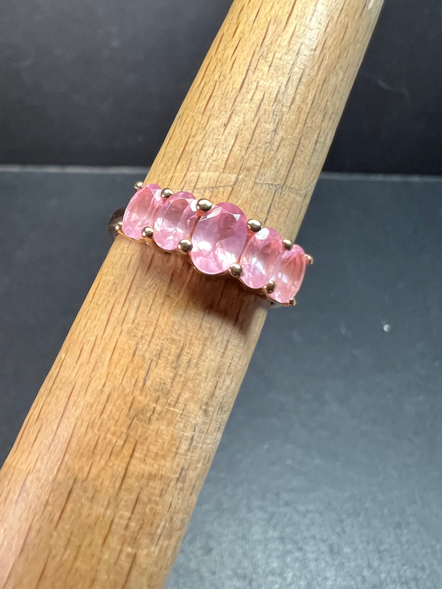 Pink Sapphire 925 Gold Vermeil Ring Size 7