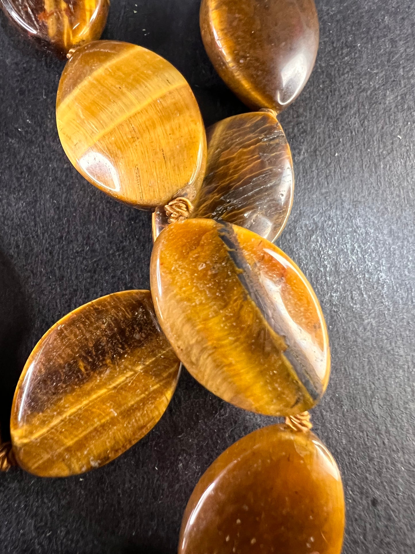 NEW Tigers eye knotted 18 inch necklace with sterling silver clasp