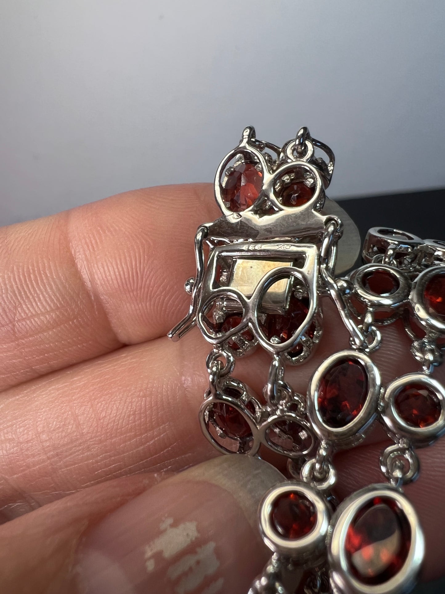 Garnet and Sterling silver bubble bracelet