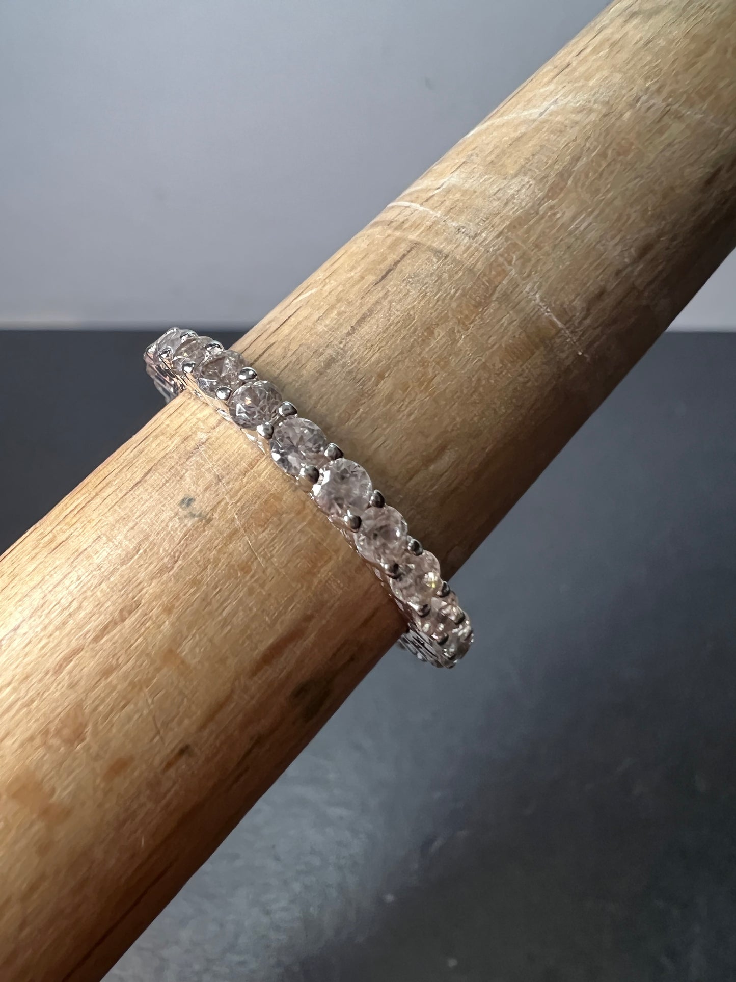 White topaz sterling silver stackable eternity band size 8