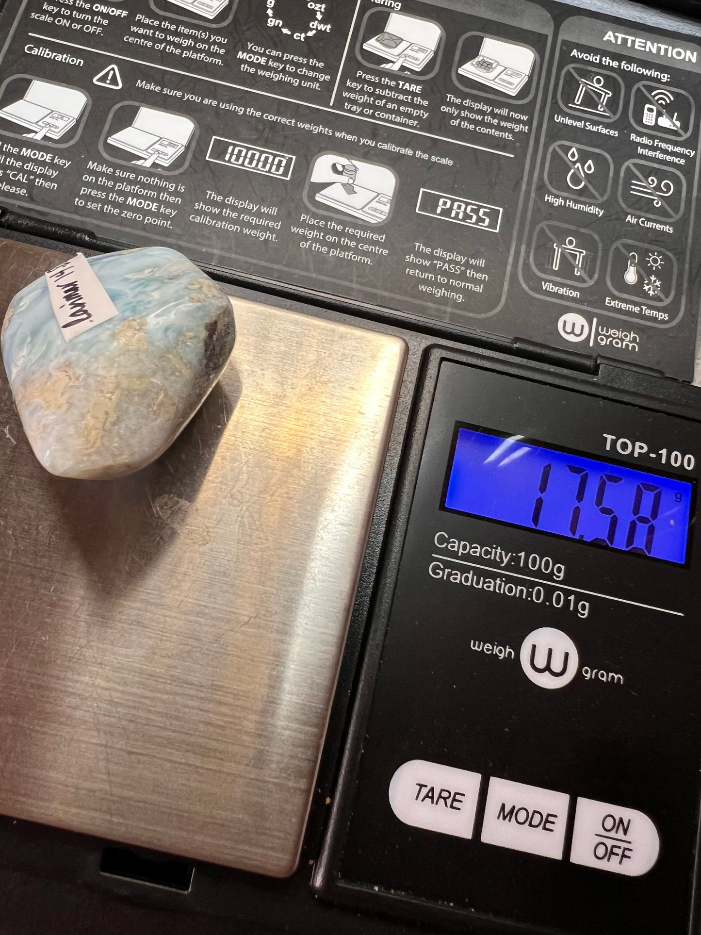 Larimar tumble 17.58 grams