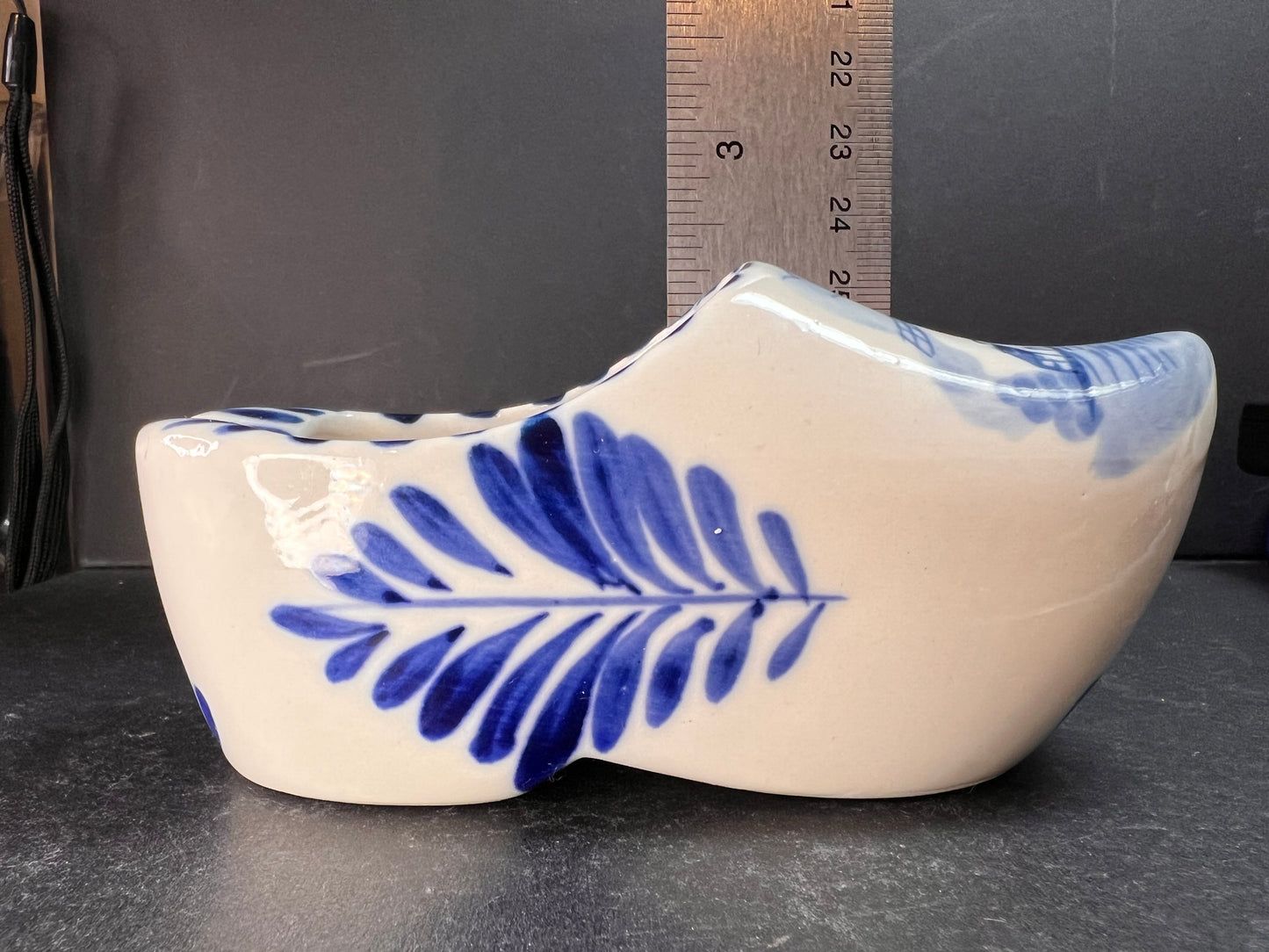 Vintage Blue White Delft Style Ceramic Dutch Clog Souvenir Trinket Dish 4"