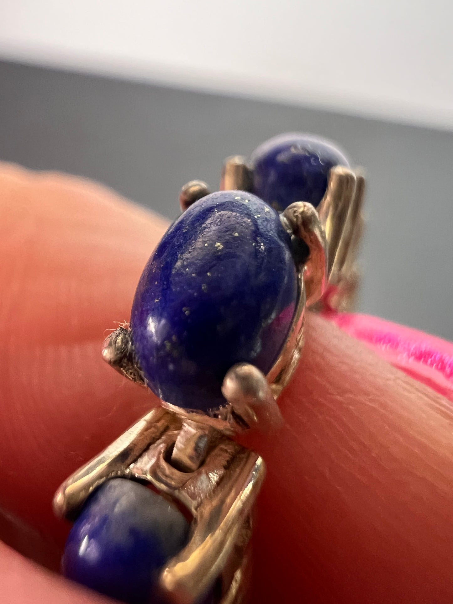 Lapis lazuli and black spinel sterling silver bracelet