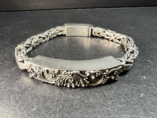 Sterling Silver 925 Borobudur Byzantine Bracelet 7.75–8” 52.19g