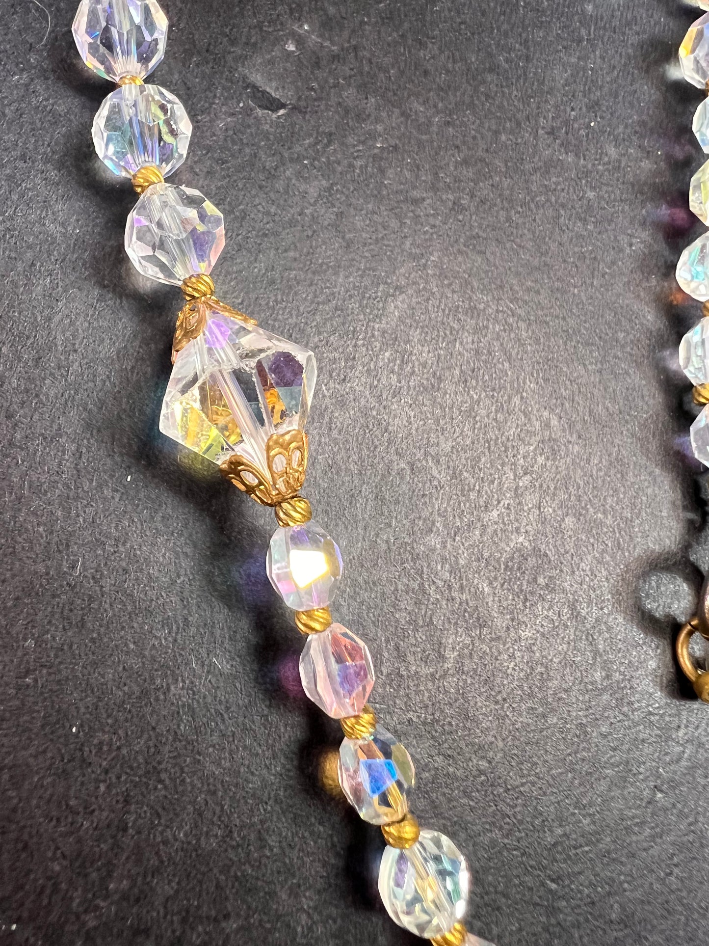 Vintage Aurora Borealis crystal beaded necklace