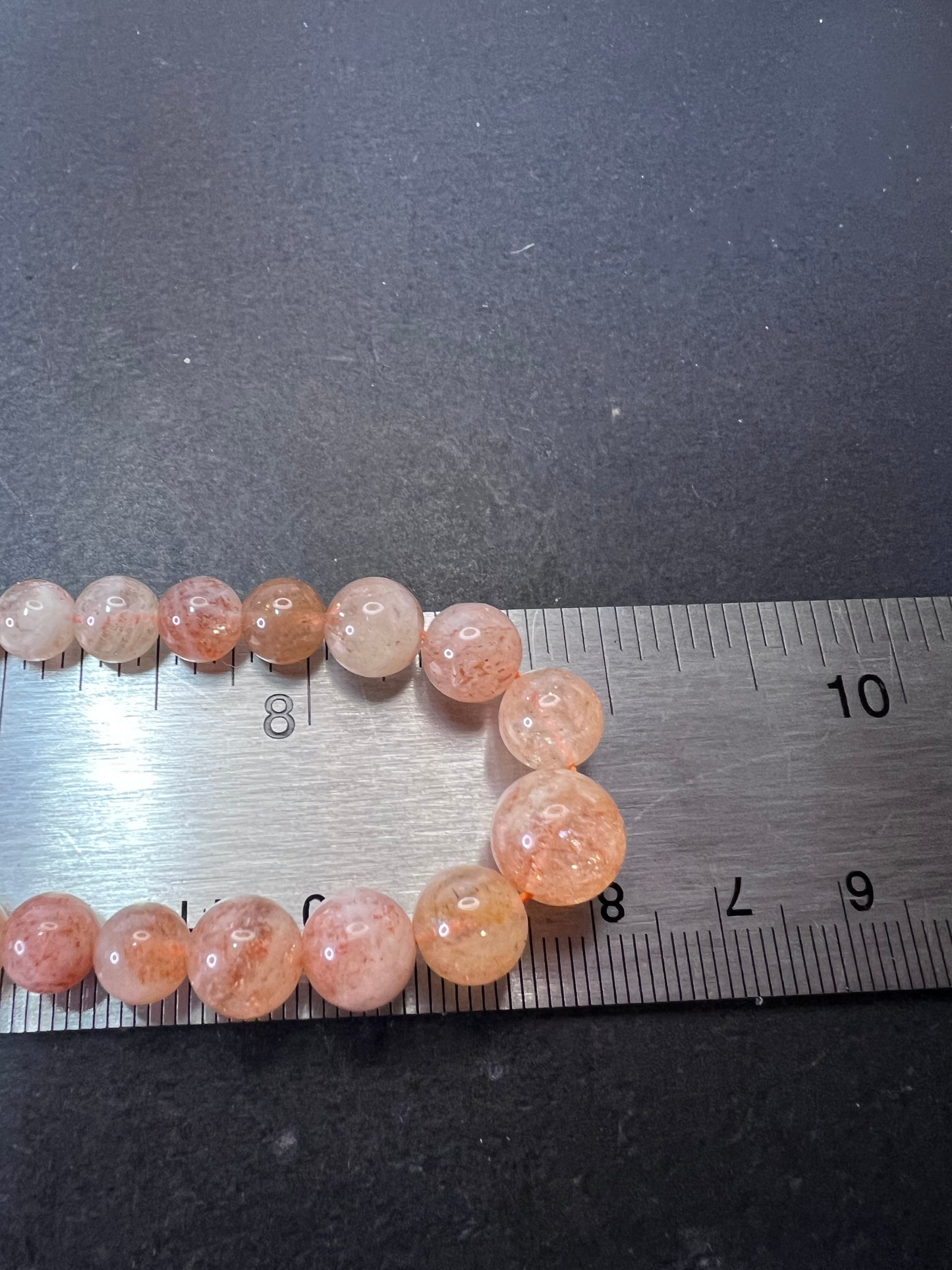 Sunstone graduated bead necklace 18 inches with sterling clasp