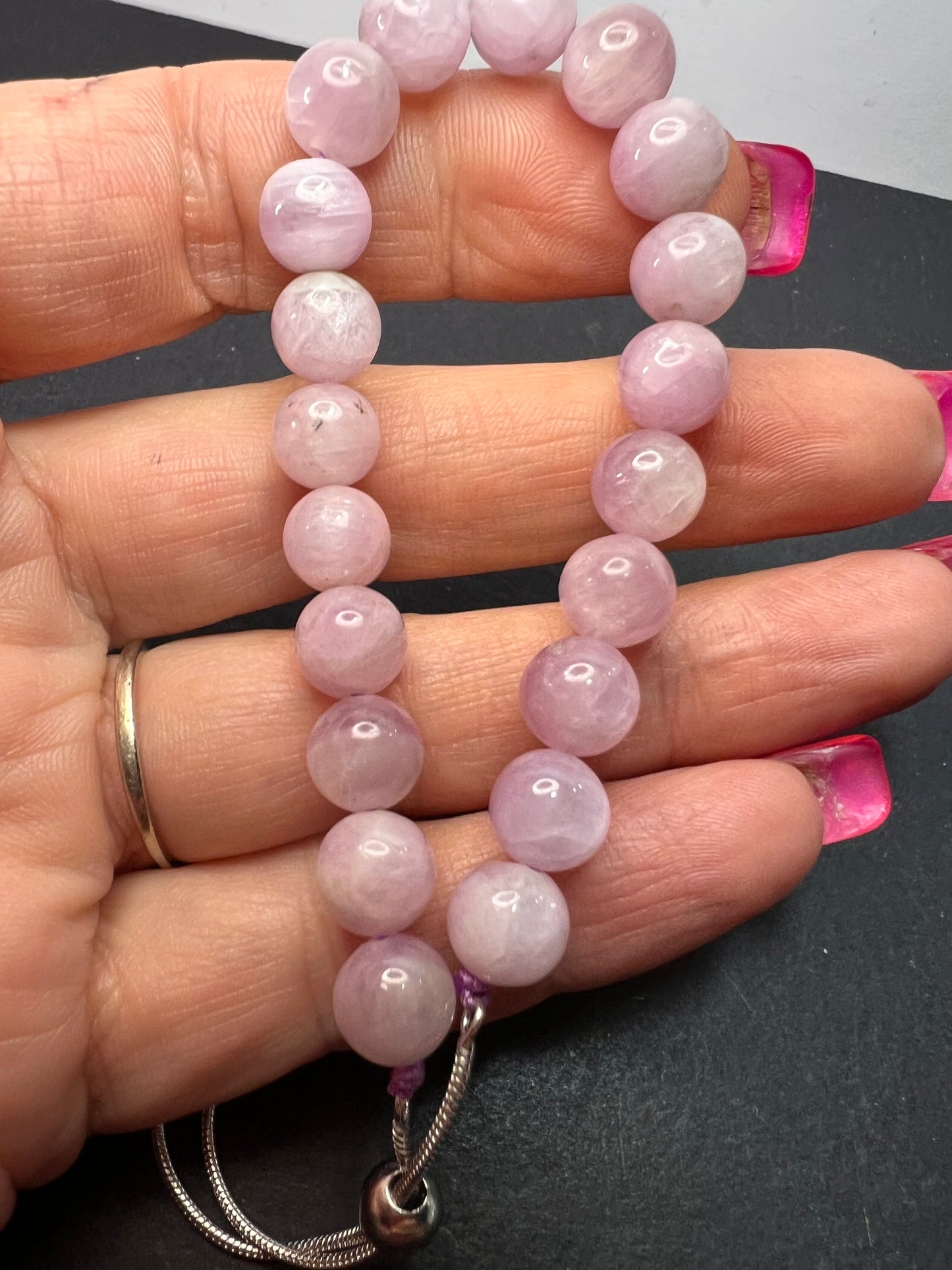 Kunzite Sterling silver bolo bracelet