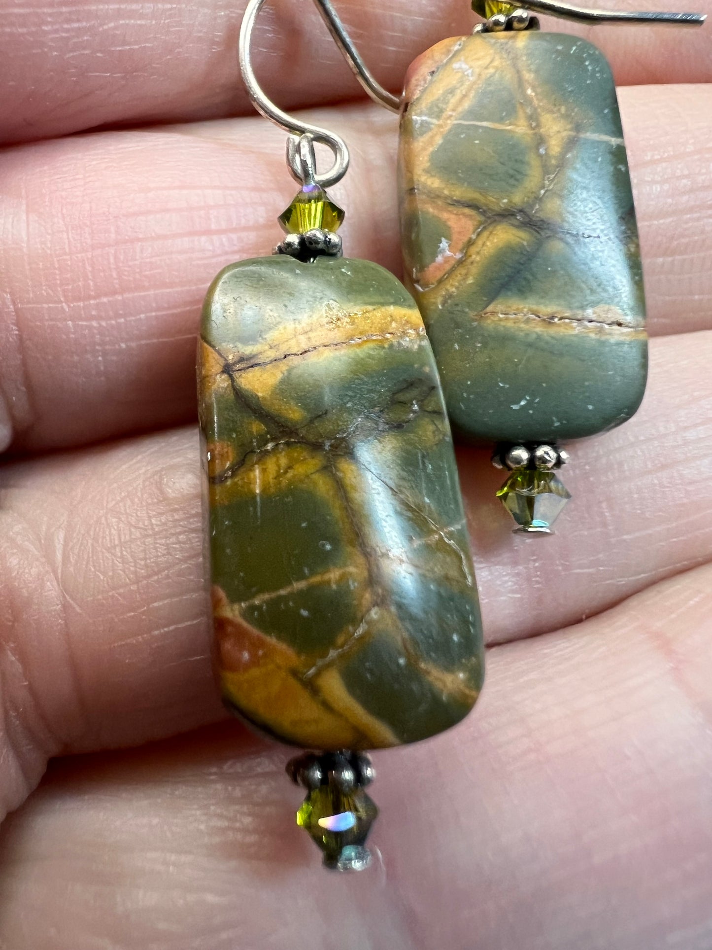 Cherry Creek Jasper Earrings | Sterling Silver & Swarovski Crystal