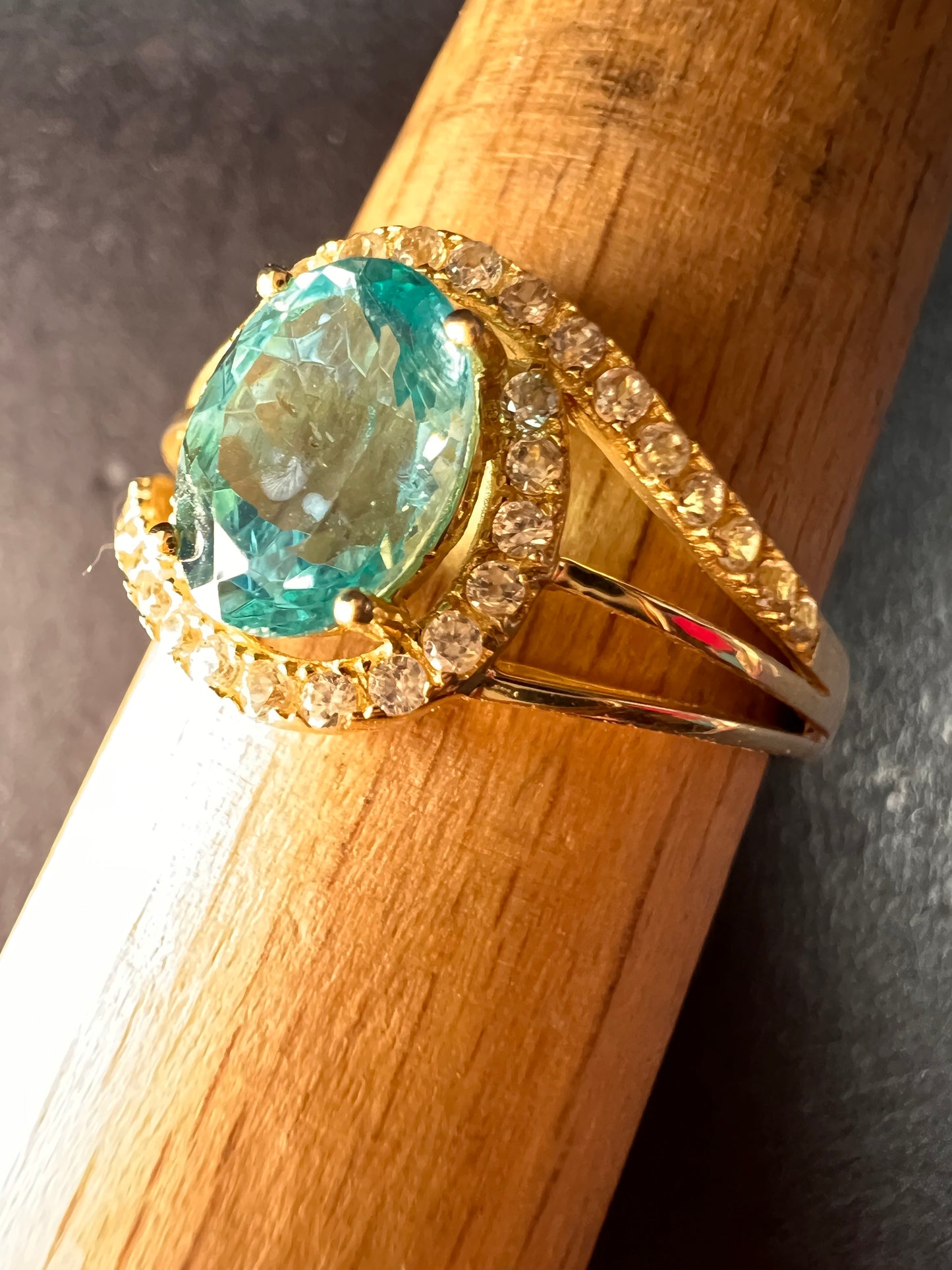 14k gold Paraiba apatite ring size 9