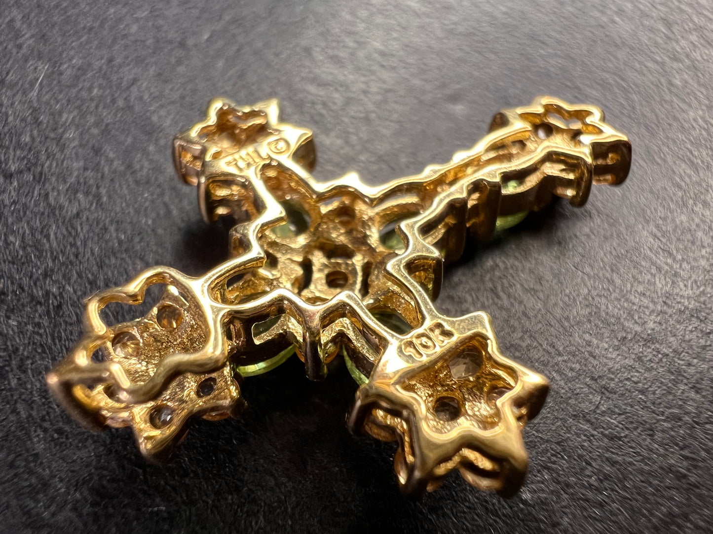 Vintage 10K Yellow Gold Tsavorite and Golden Beryl Cross Pendant – Samuel Aaron