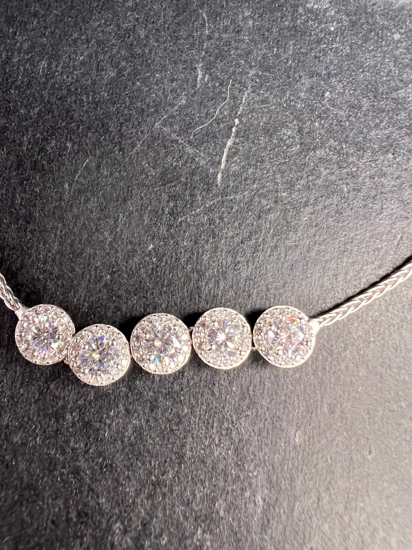 Sterling Silver CZ Halo Bolo Bracelet Adjustable Sparkle Slider Bracelet