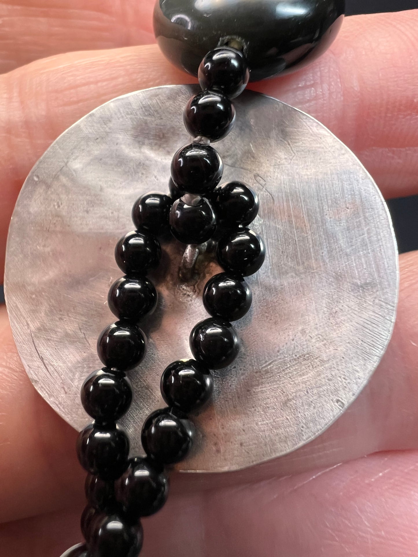 NEW rainbow obsidian and sterling silver necklace