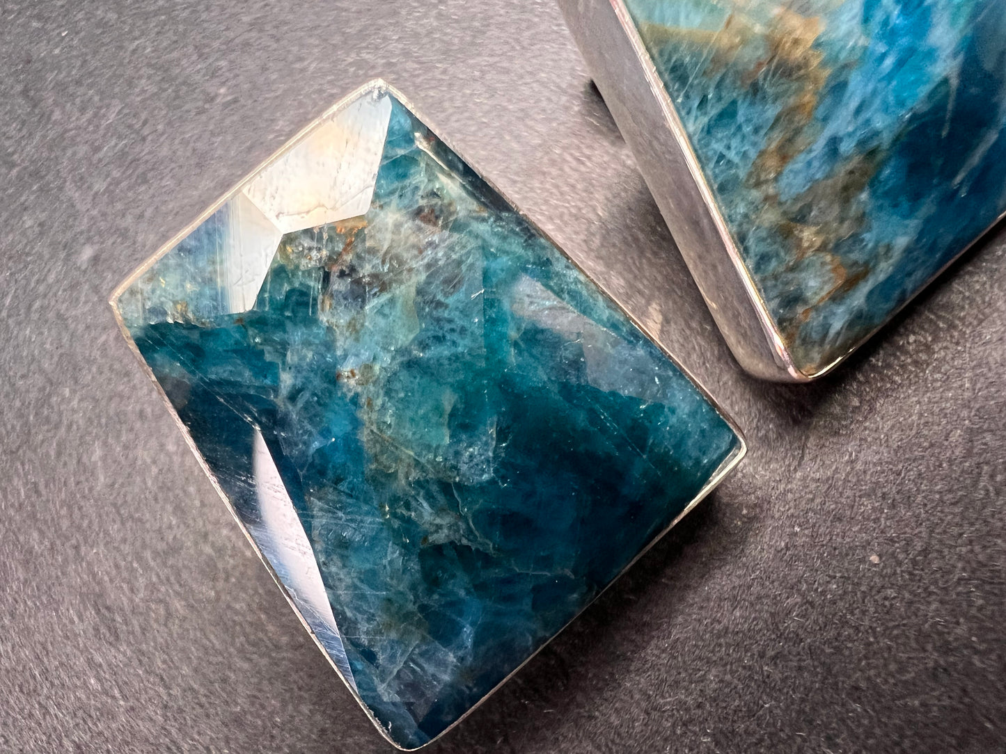 NEW Jay King blue apatite geometric sterling silver earrings
