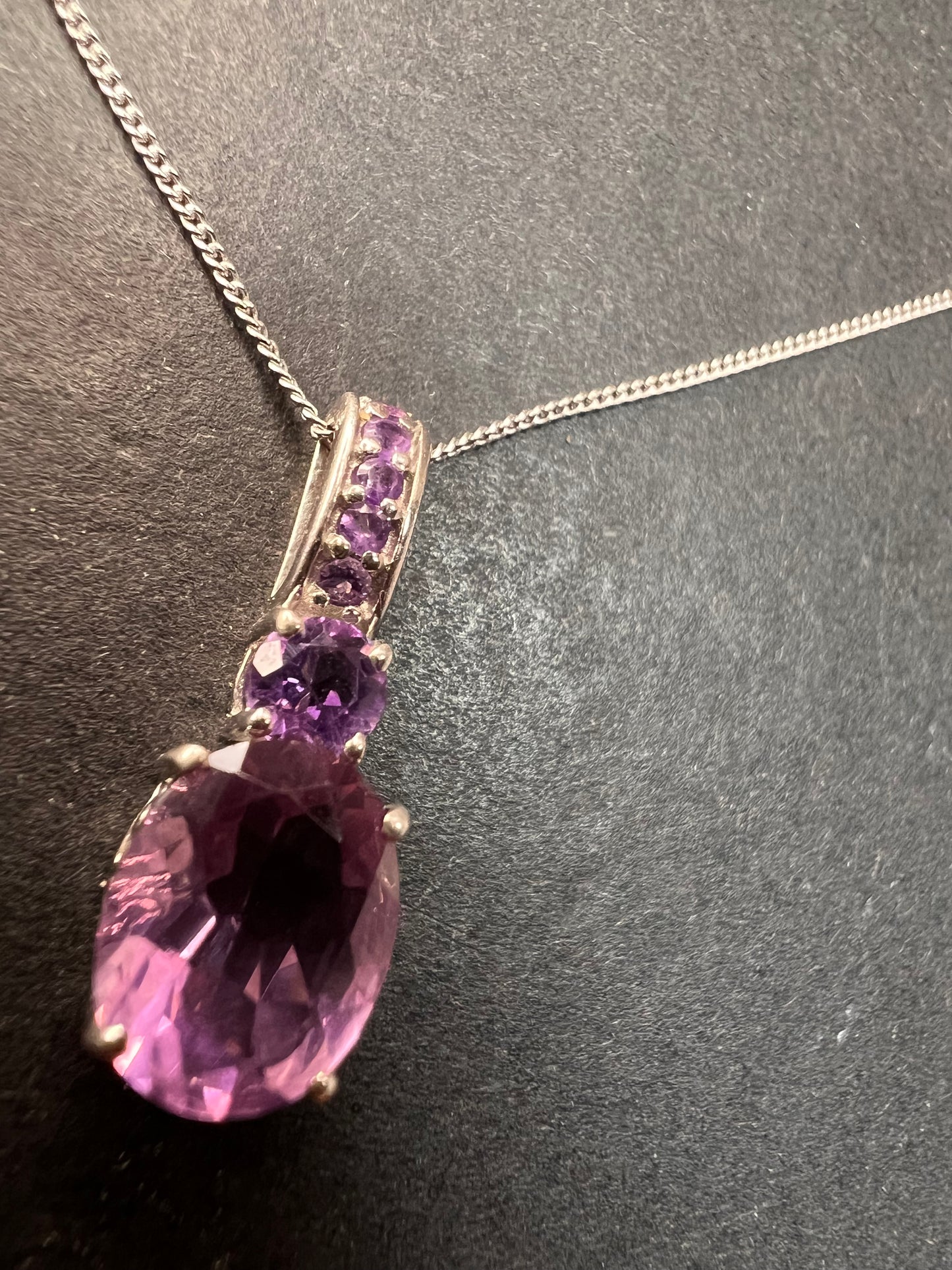 Purple fluorite multi stone sterling silver pendant with 20 inch chain