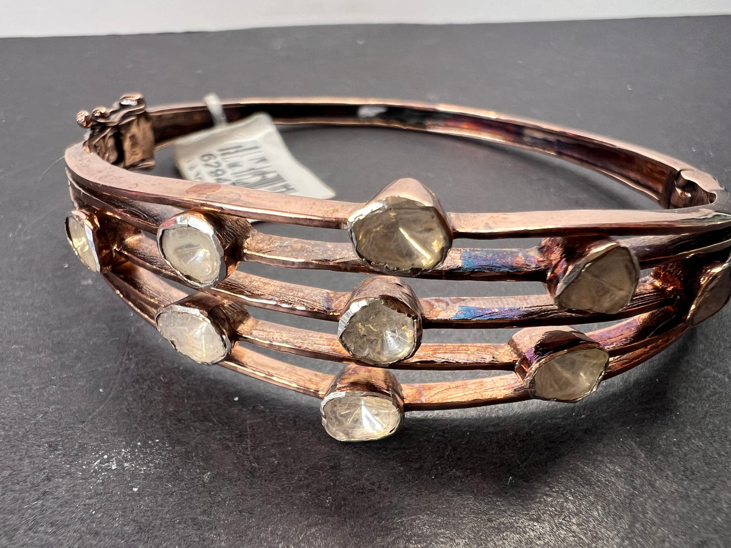 Polki diamond bangle bracelet in rose gold vermeil over sterling silver 2.00 ctw