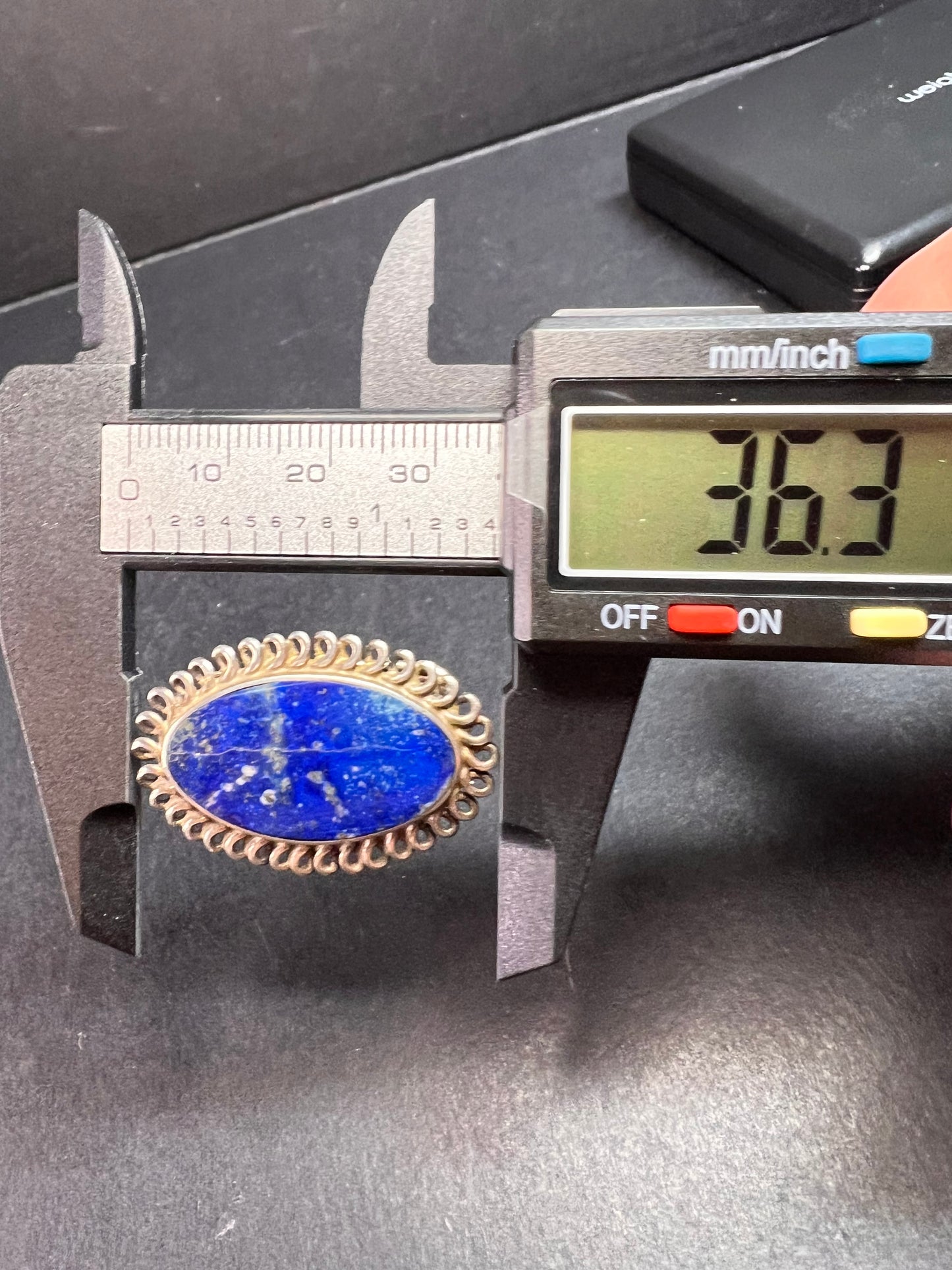 Vintage 950 silver lapis lazuli brooch pin