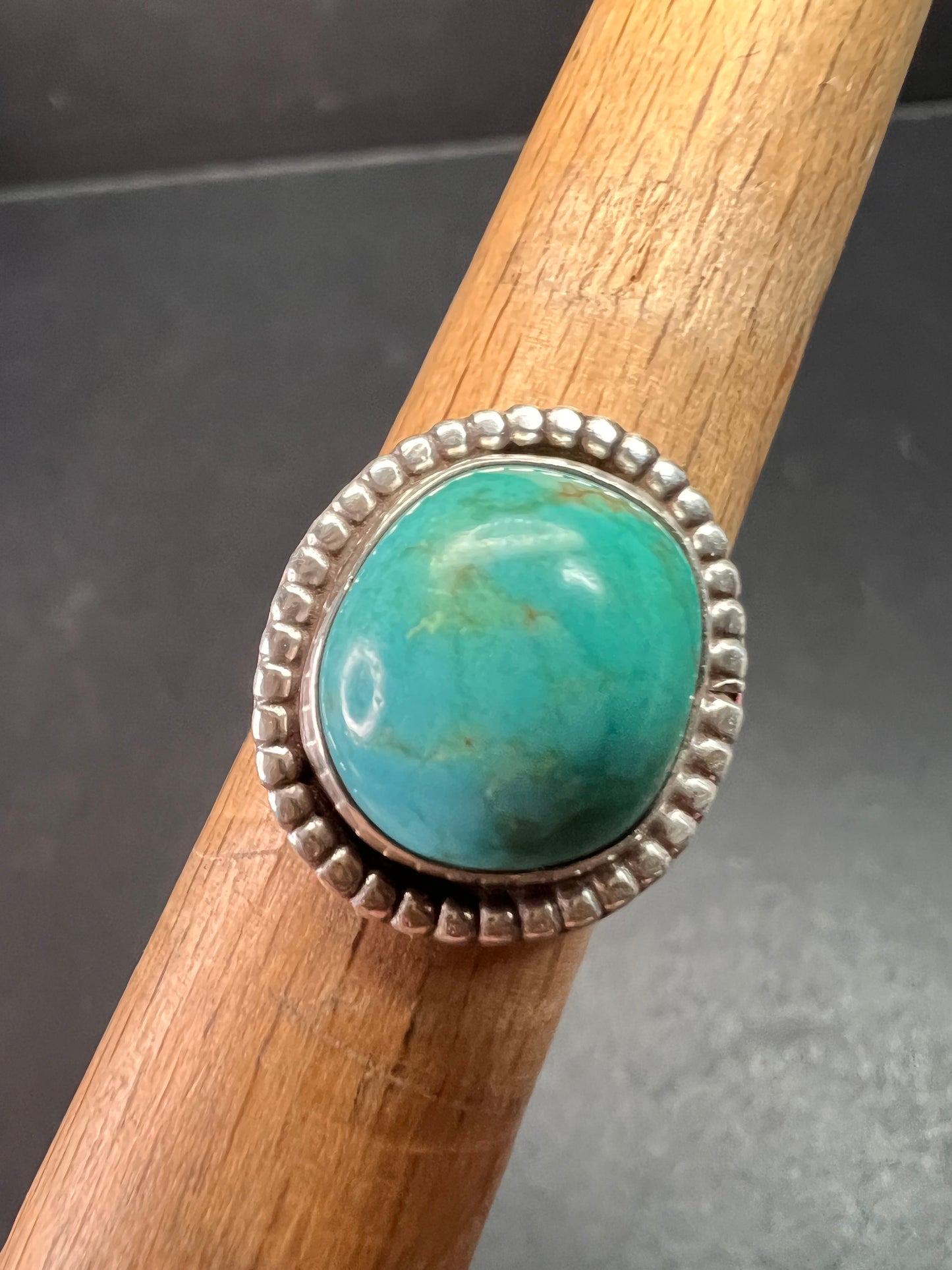 Vintage Handmade Sterling Silver Turquoise Ring – Size 6 – Southwestern Artisan Jewelry