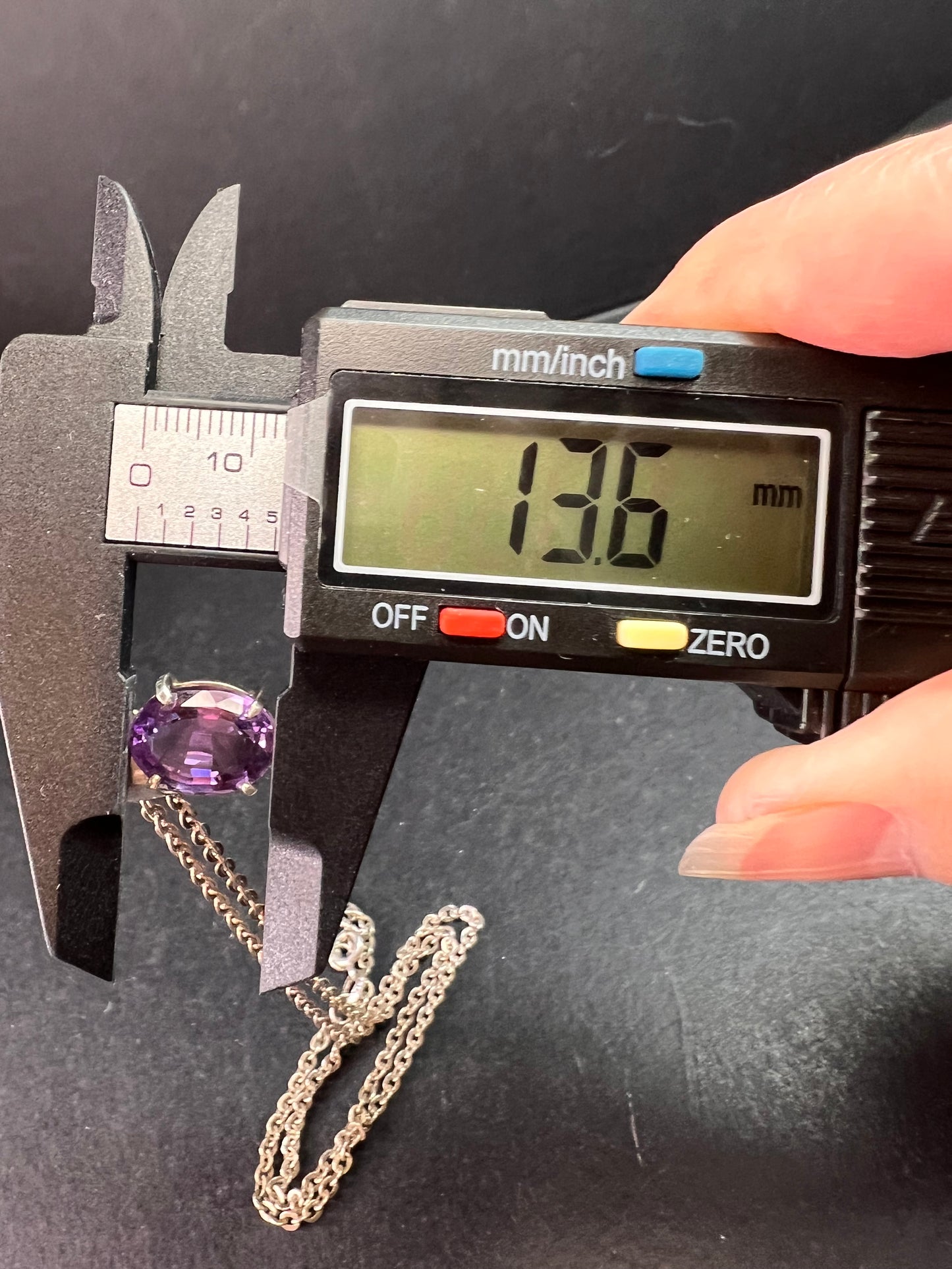 Vintage Amethyst Sterling Silver Pendant on 960 Silver Chain 18”