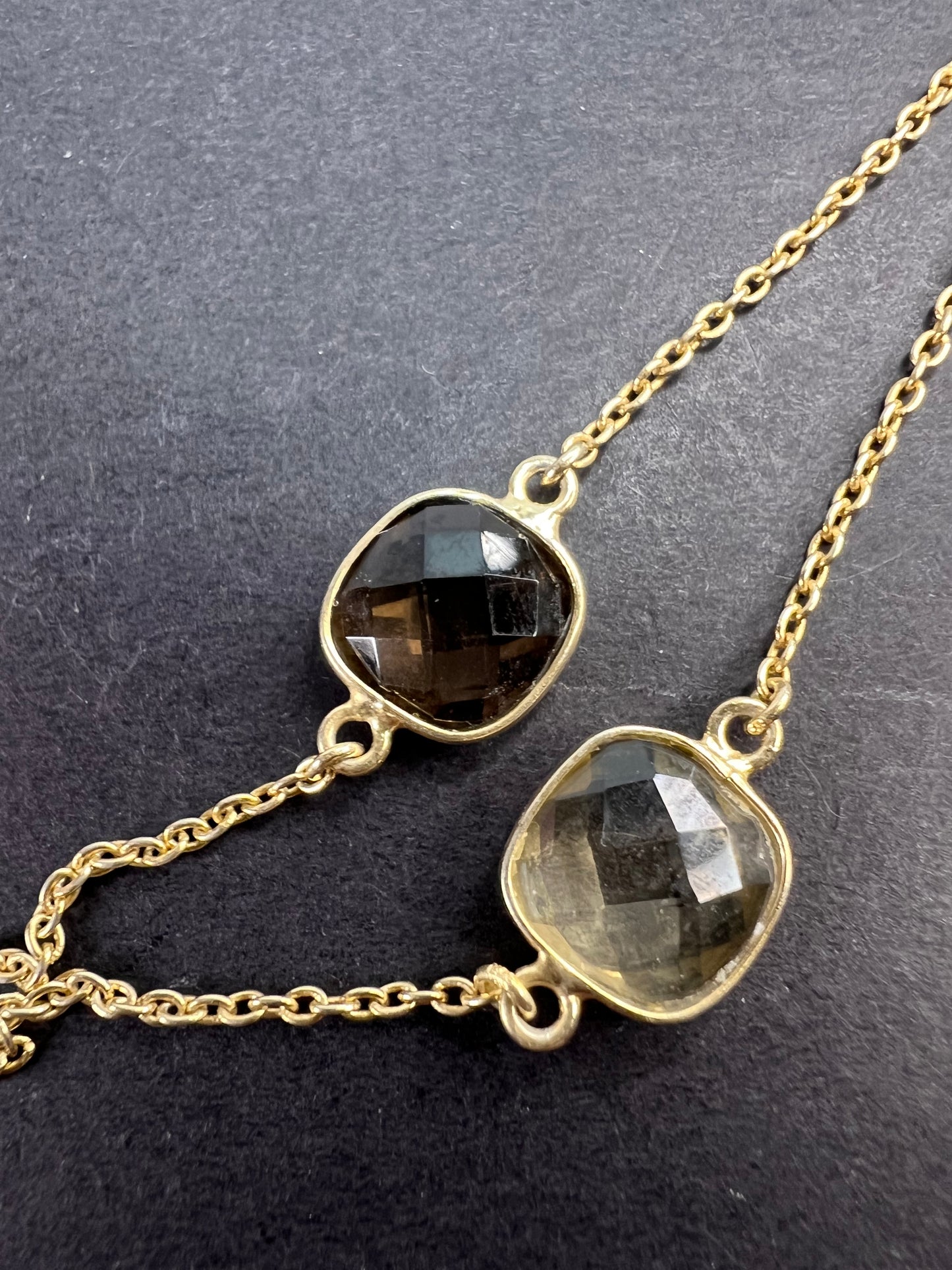 Multi gem 18k Yellow Gold Over Silver station Necklace 22.95ctw