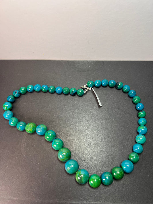 Chrysocolla beaded 20 inch necklace with sterling silver clasp *NEW*