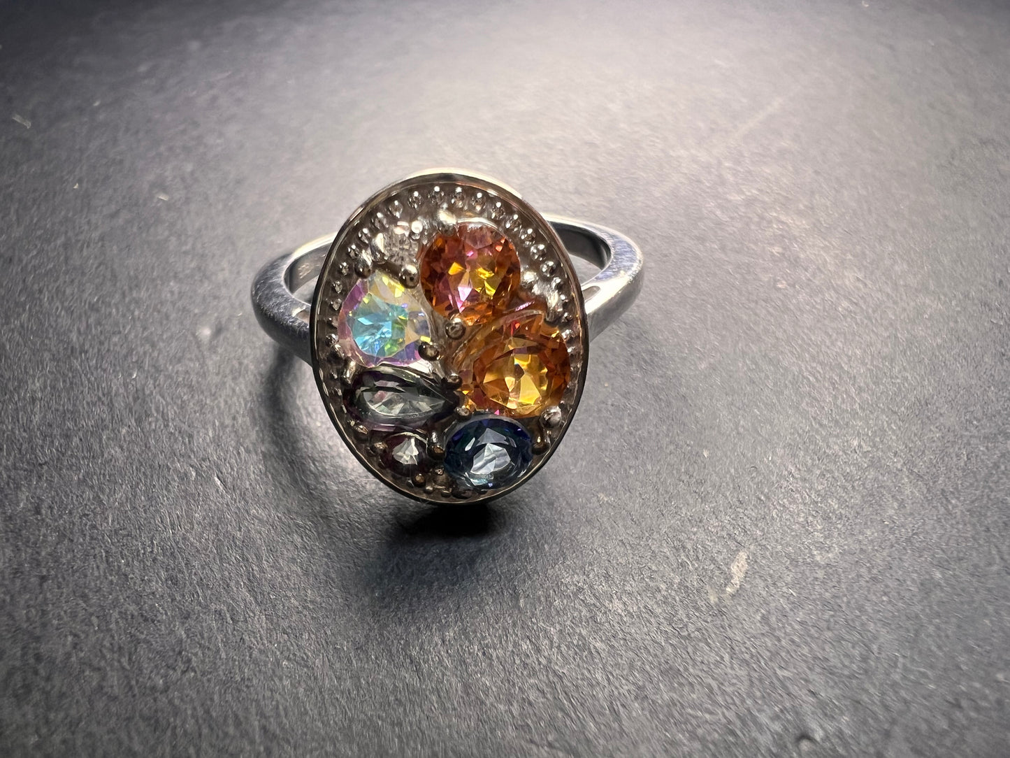 NEW cosmic mystic topaz ring in sterling silver size 8