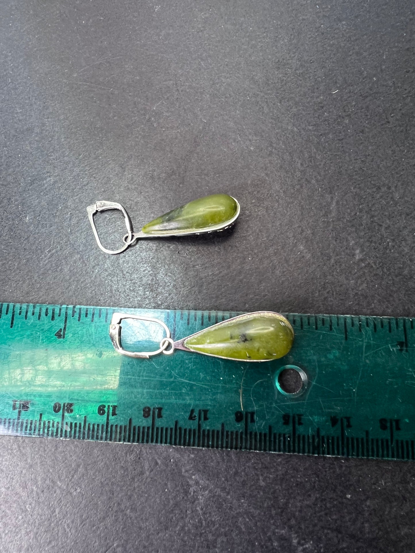 Nephrite Jade sterling silver drop earrings