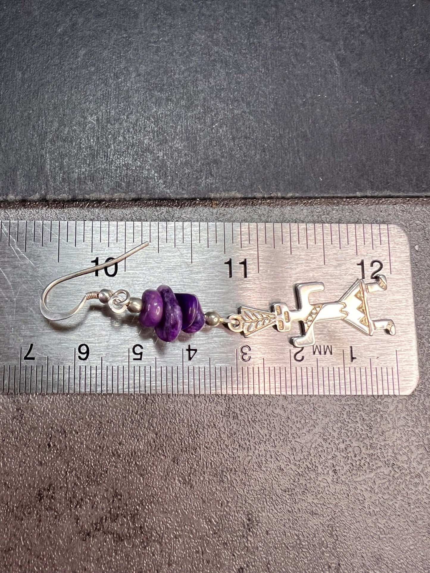 Vintage Sterling Silver Charoite Earrings – Kachina Dancer Dead Stock